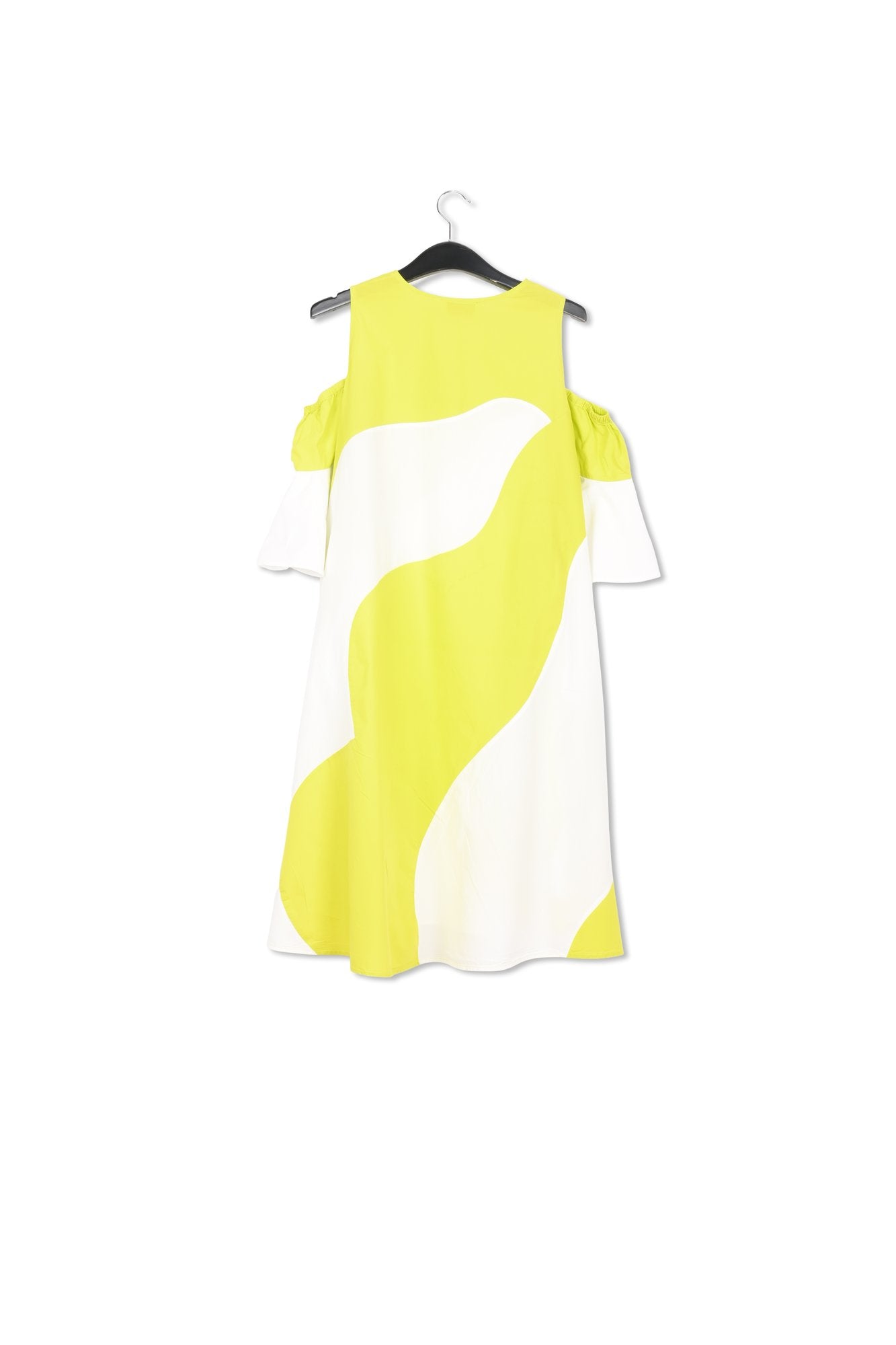 Lime green and white cotton knee-length dress RE—SSENTIEL | Essentiel second hand