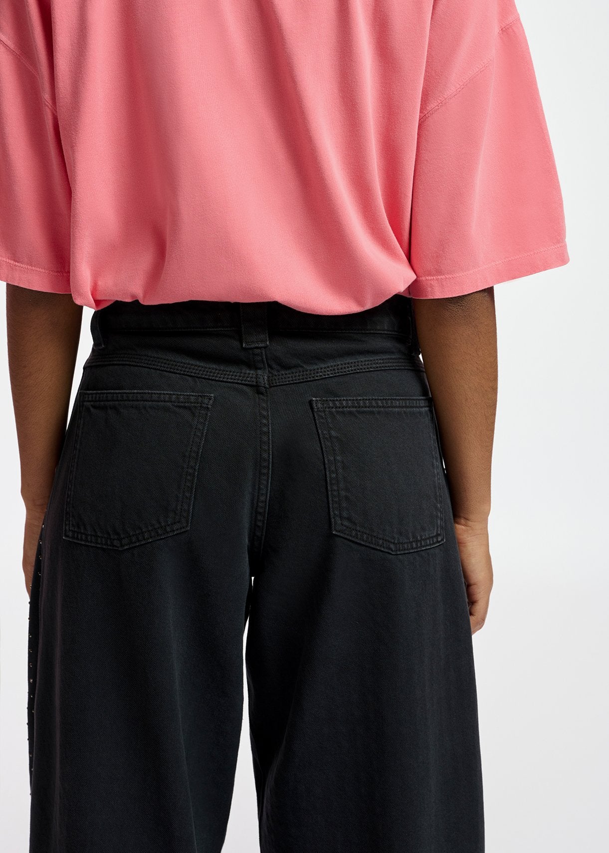 Black rhinestone-embellished wide-leg jeans RE—SSENTIEL | Essentiel second hand