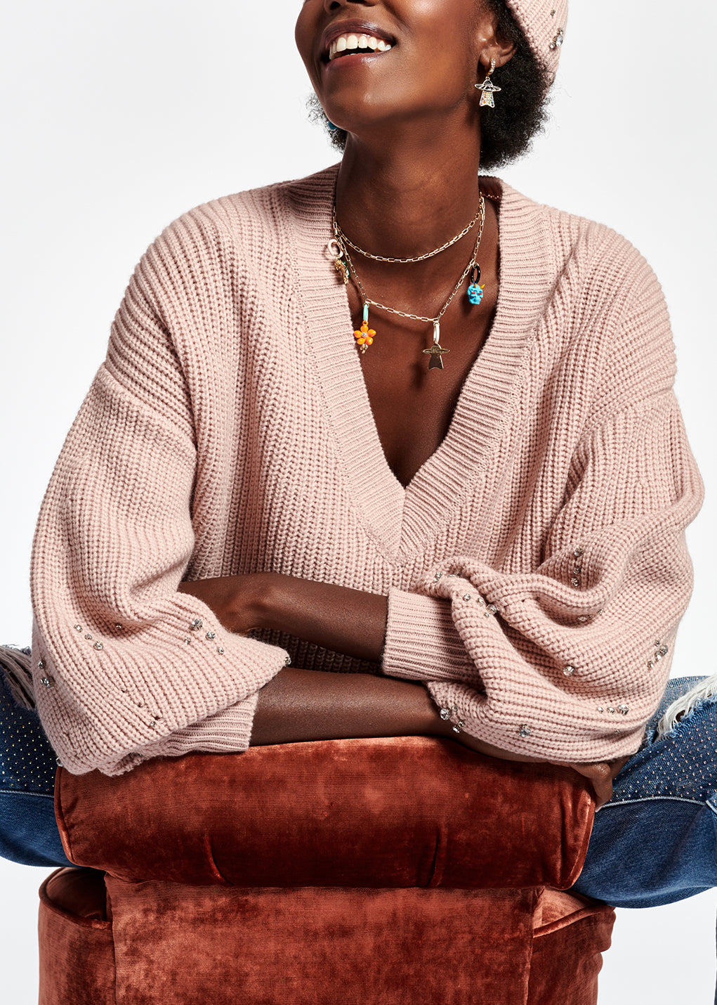 Pull rose avec strass RE—SSENTIEL | Essentiel second hand