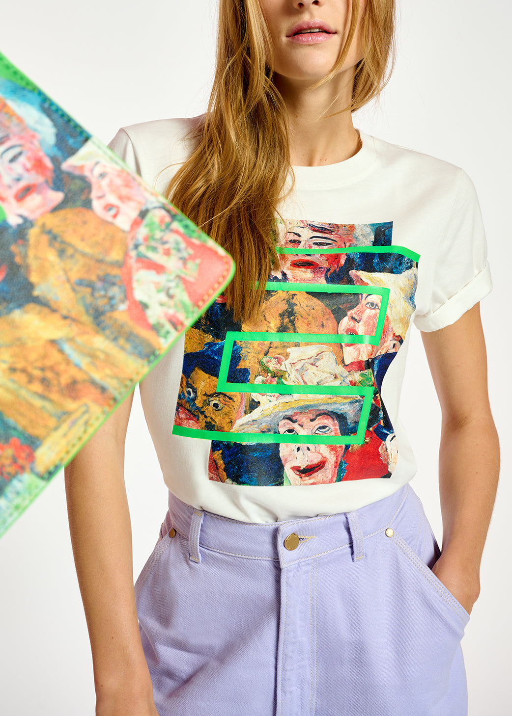 White cotton-jersey 'The Intrigue' T-shirt - collaboration with KMSKA RE—SSENTIEL | Essentiel second hand