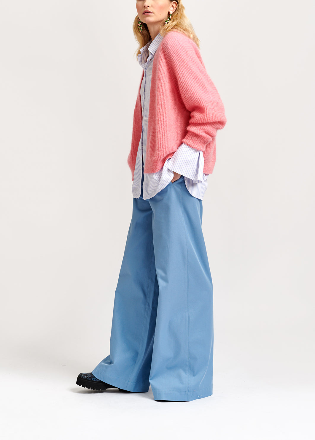 Cardigan rose côtelé en mohair mélangé RE—SSENTIEL | Essentiel second hand