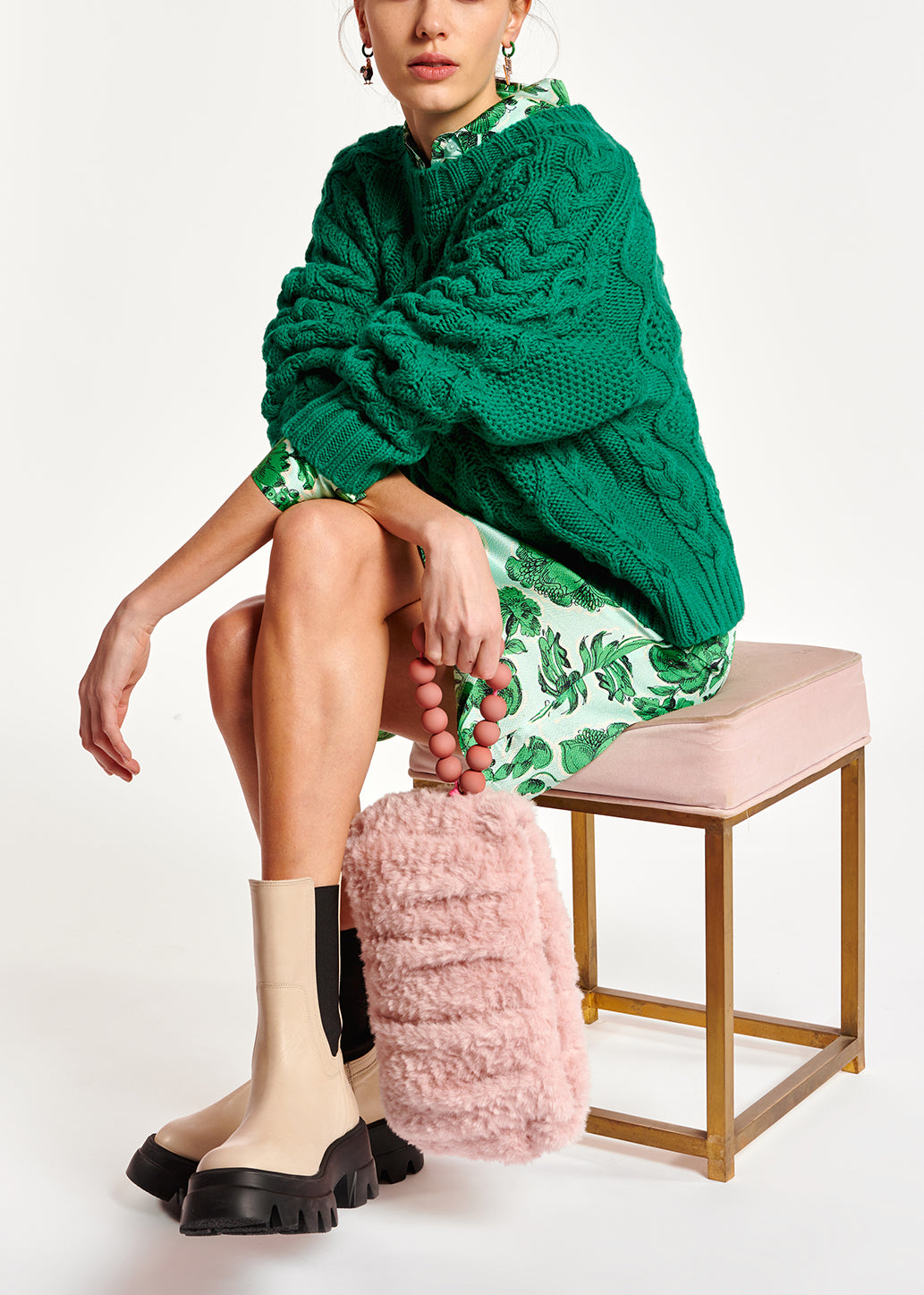 Pull vert en tricot torsadé RE—SSENTIEL | Essentiel second hand