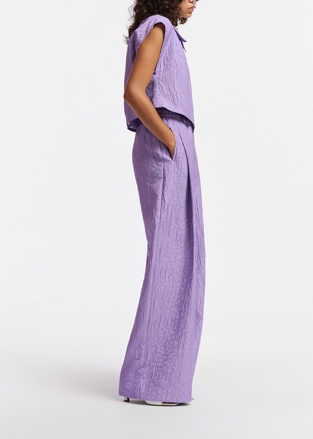 Courte chemise en jacquard fleuri lilas RE—SSENTIEL | Essentiel second hand