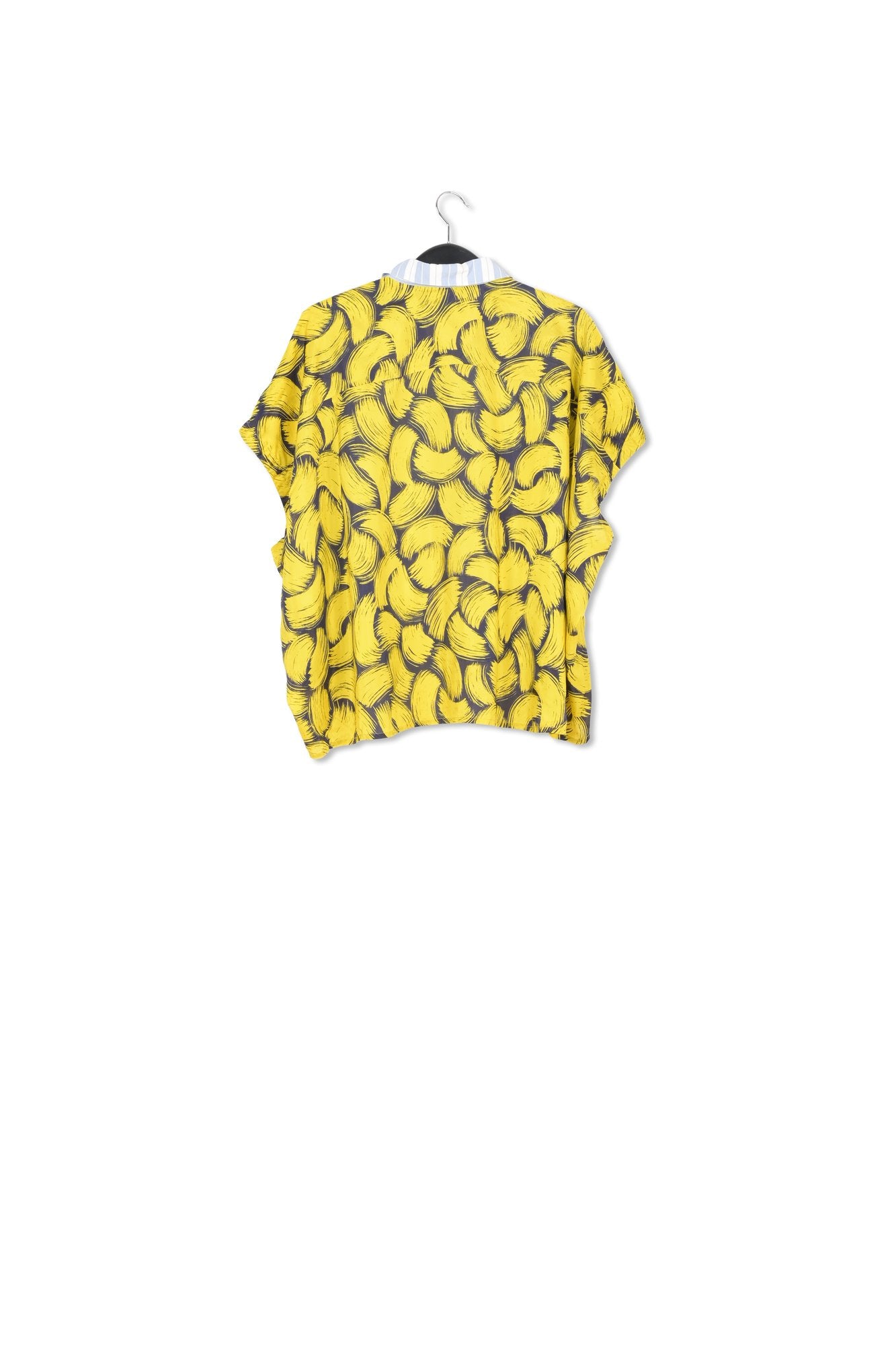 Blauw en wit gestreept overhemd met gele zijden rug RE—SSENTIEL | Essentiel second hand