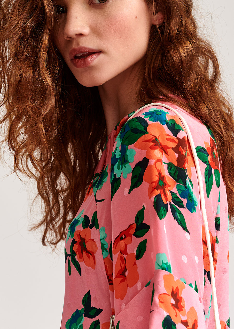 Pink floral and polka dot silk top RE—SSENTIEL | Essentiel second hand