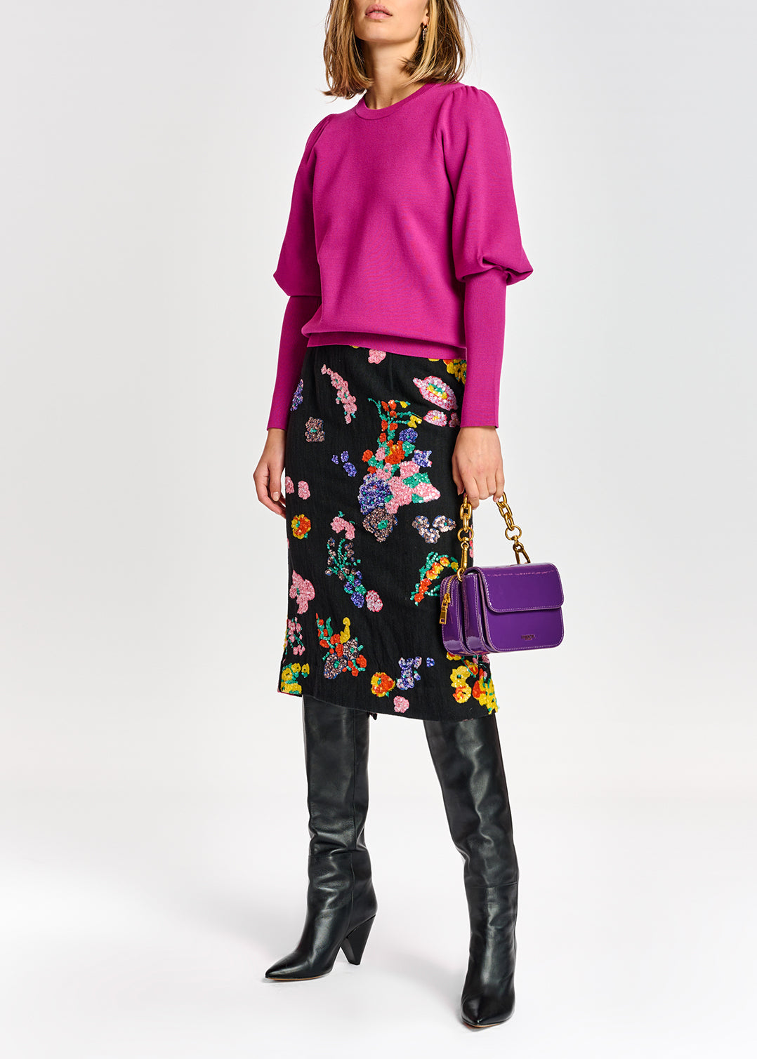 Jupe fourreau noire à  paillettes RE—SSENTIEL | Essentiel second hand