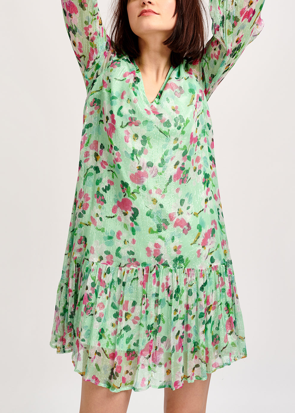 Mint green floral-print a-line dress RE—SSENTIEL | Essentiel second hand