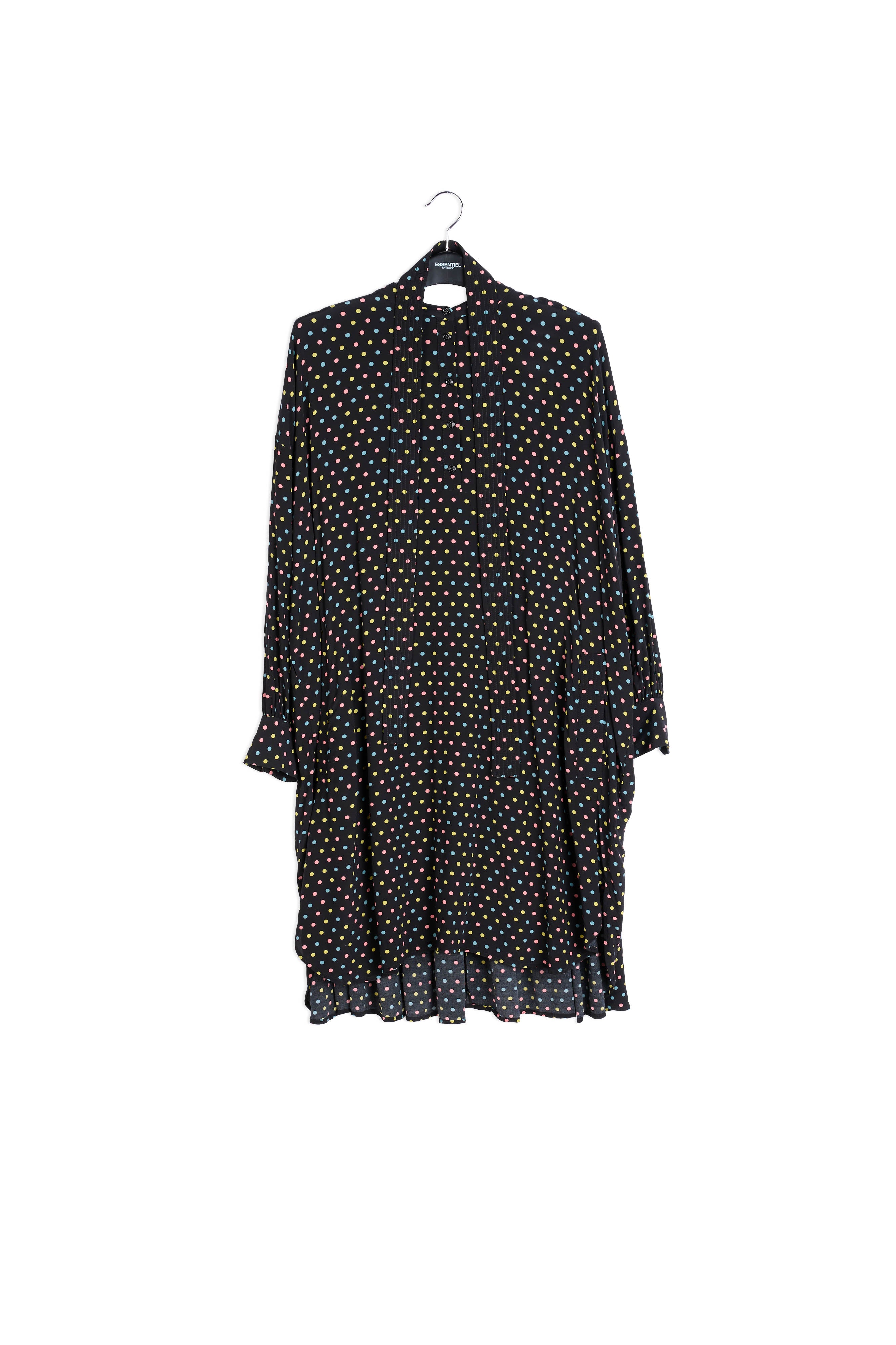 Black polka-dot shirt dress with plissé backside RE—SSENTIEL | Essentiel second hand