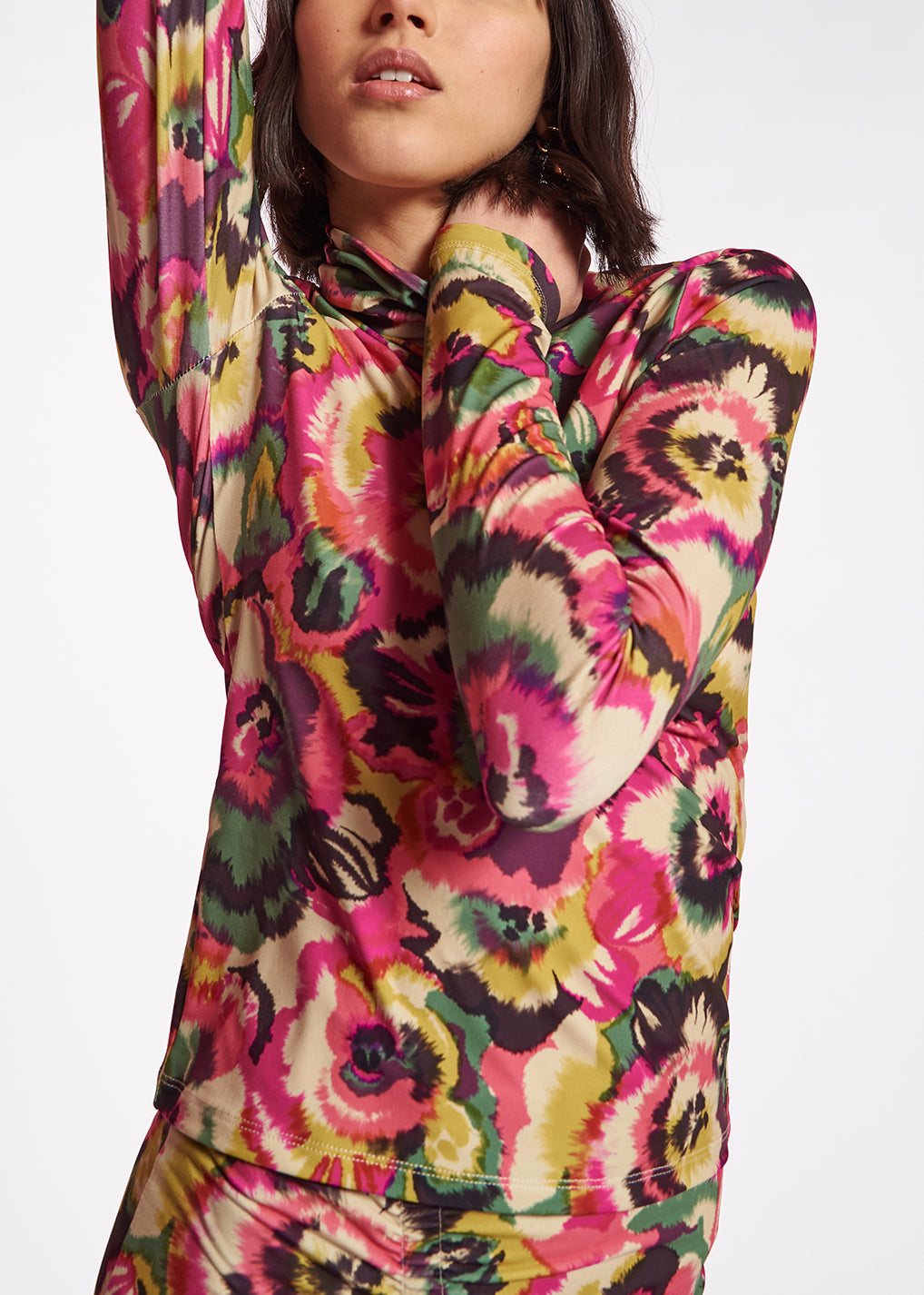 Multicolor floral-print turtleneck top RE—SSENTIEL | Essentiel second hand