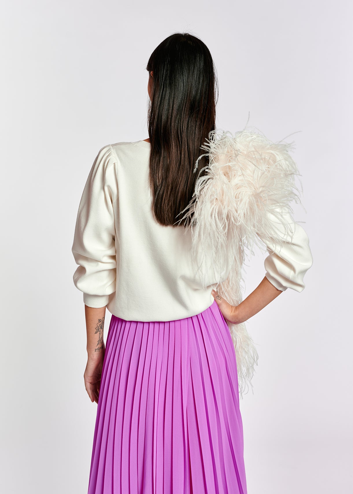 Pull blanc cassé aux détails plissés RE—SSENTIEL | Essentiel second hand