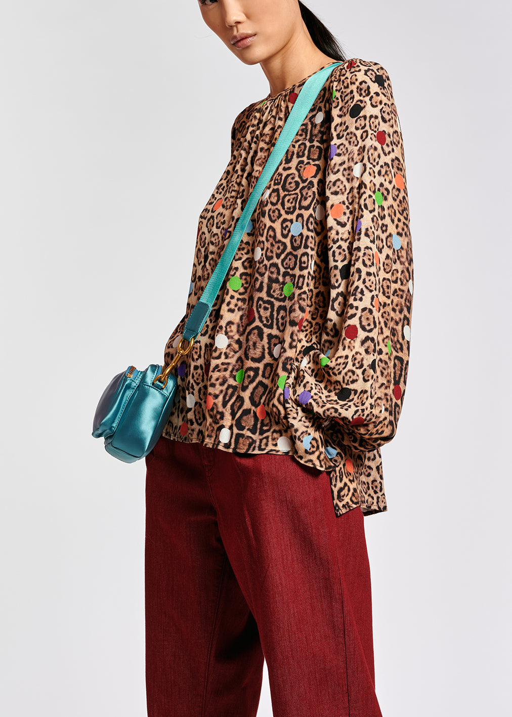 Leopard print and dots loose-fit top RE—SSENTIEL | Essentiel second hand