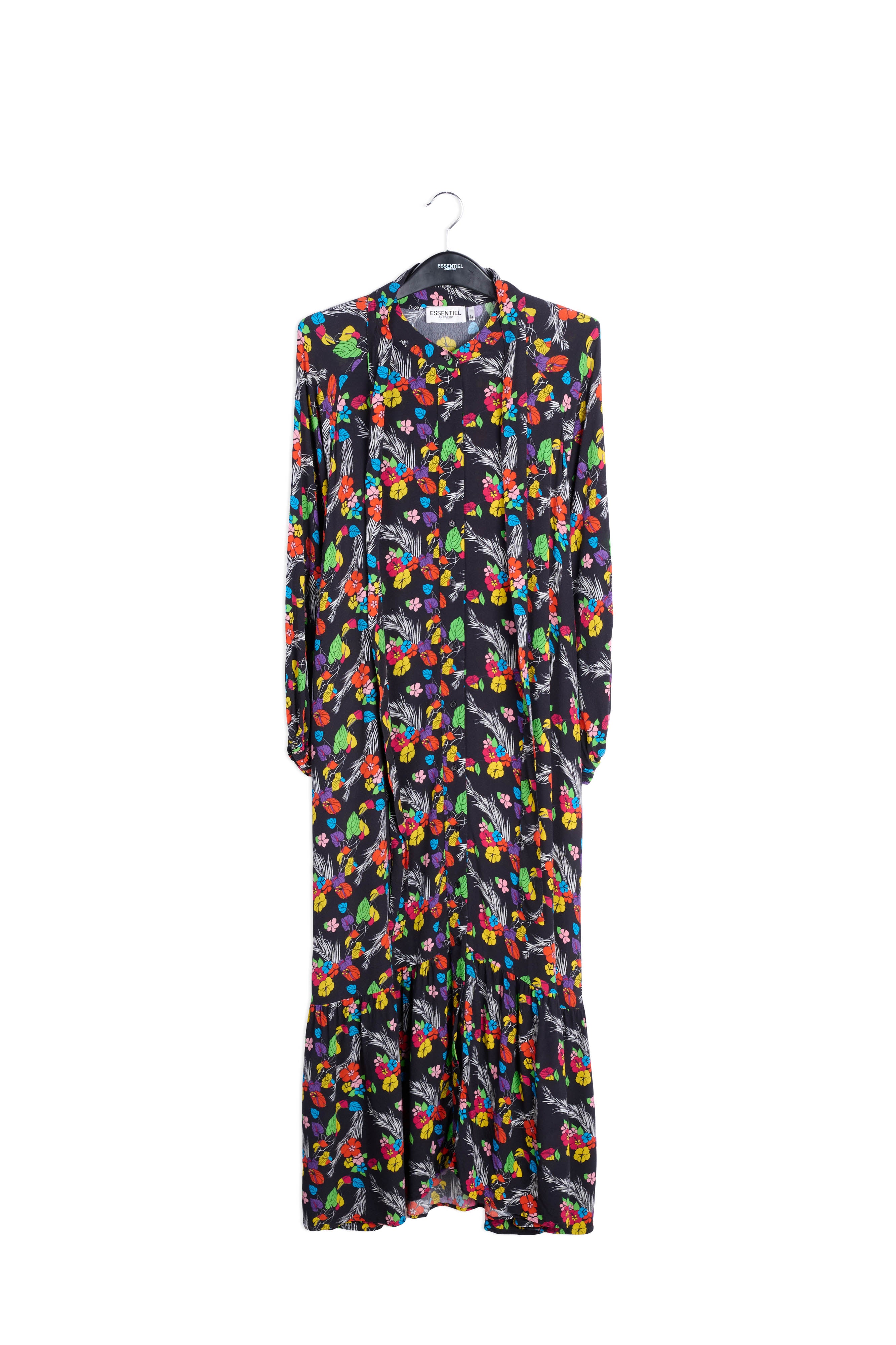 Black tropical print maxi dress RE—SSENTIEL | Essentiel second hand