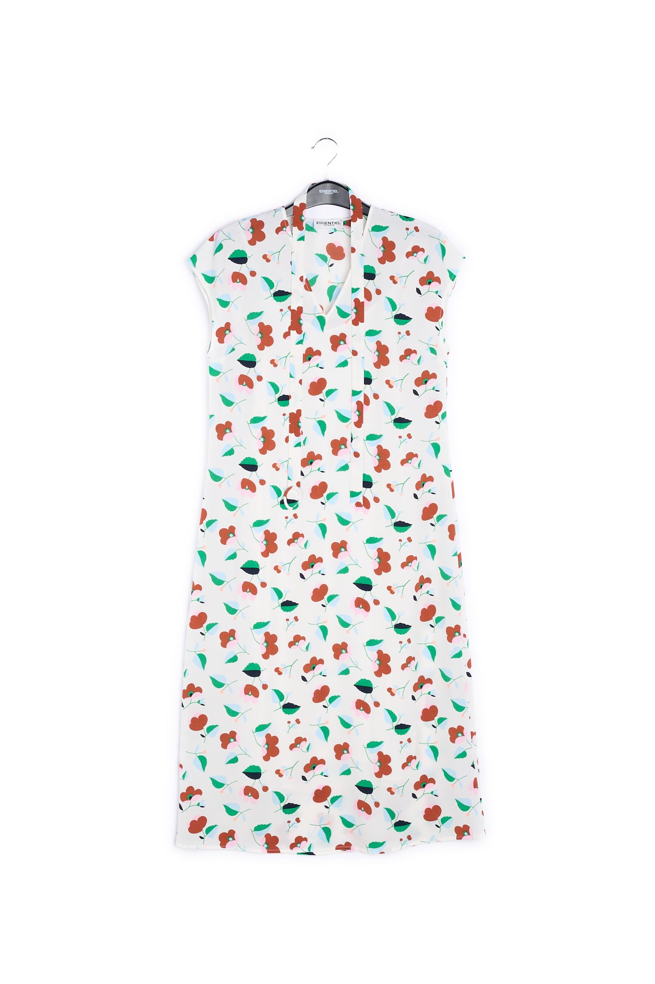 Off-white floral belted midi dress RE—SSENTIEL | Essentiel second hand