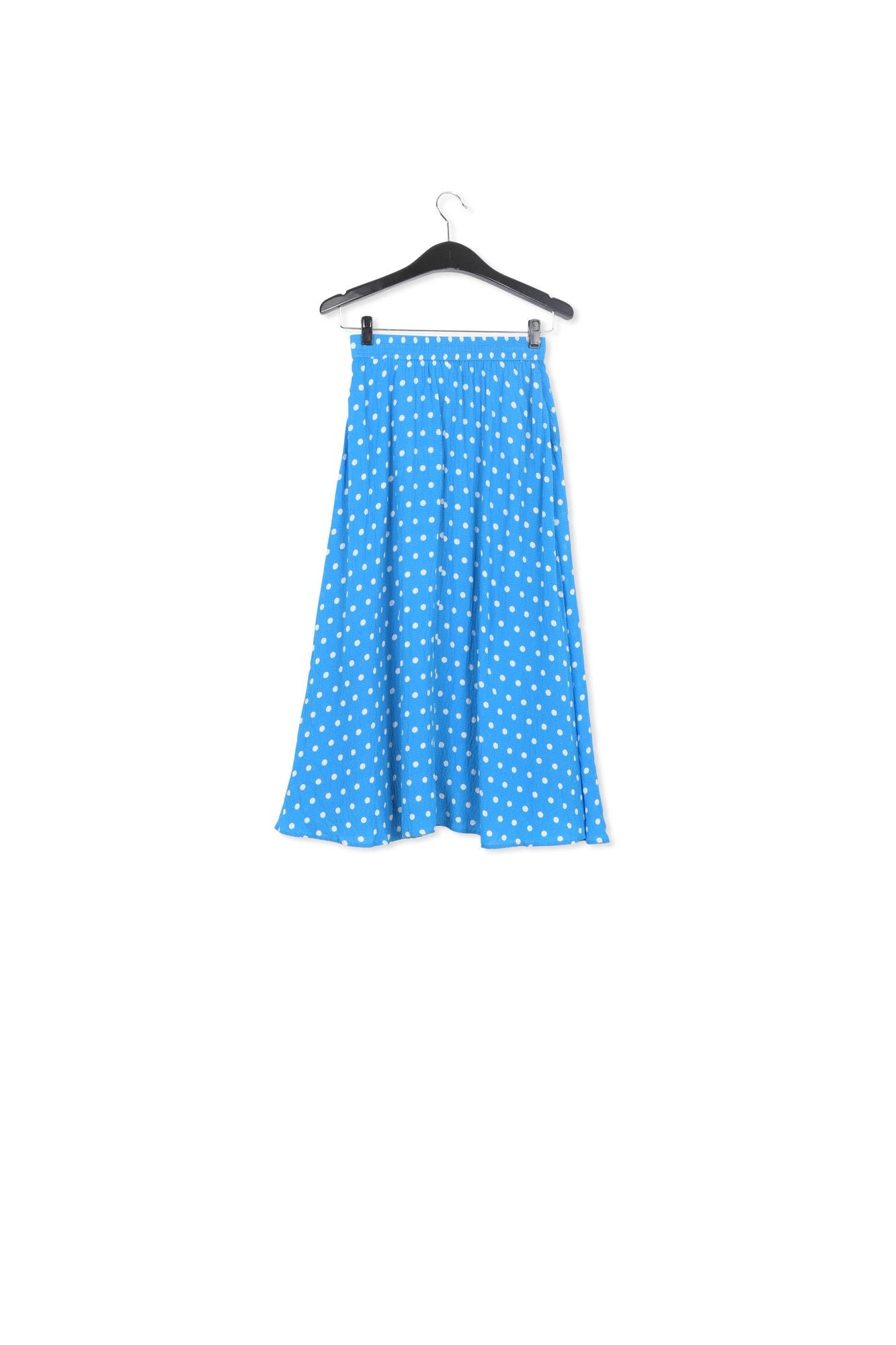 Jupe midi bleue à  pois blancs RE—SSENTIEL | Essentiel second hand