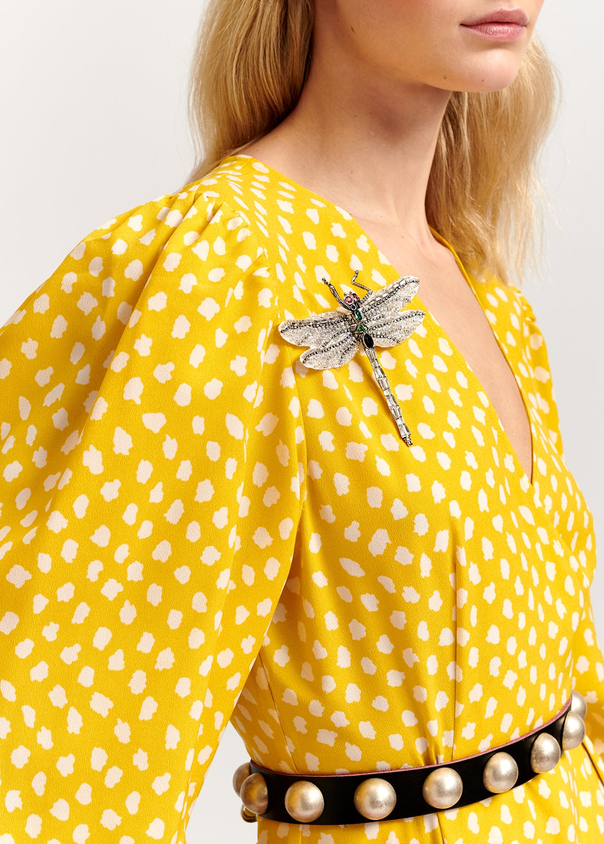 Yellow polka dot wrap maxi dress RE—SSENTIEL | Essentiel second hand