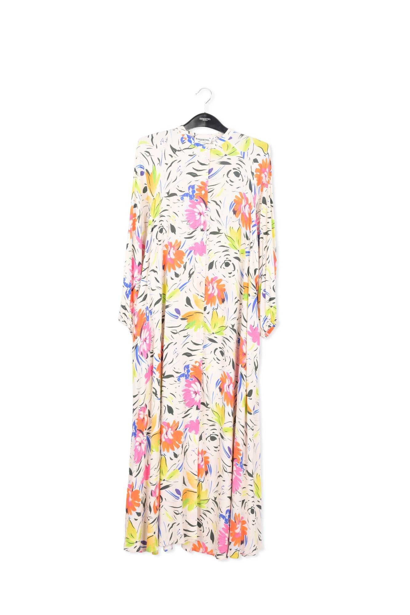 Gebroken witte maxi-hemdjurk met bloemen RE—SSENTIEL | Essentiel second hand