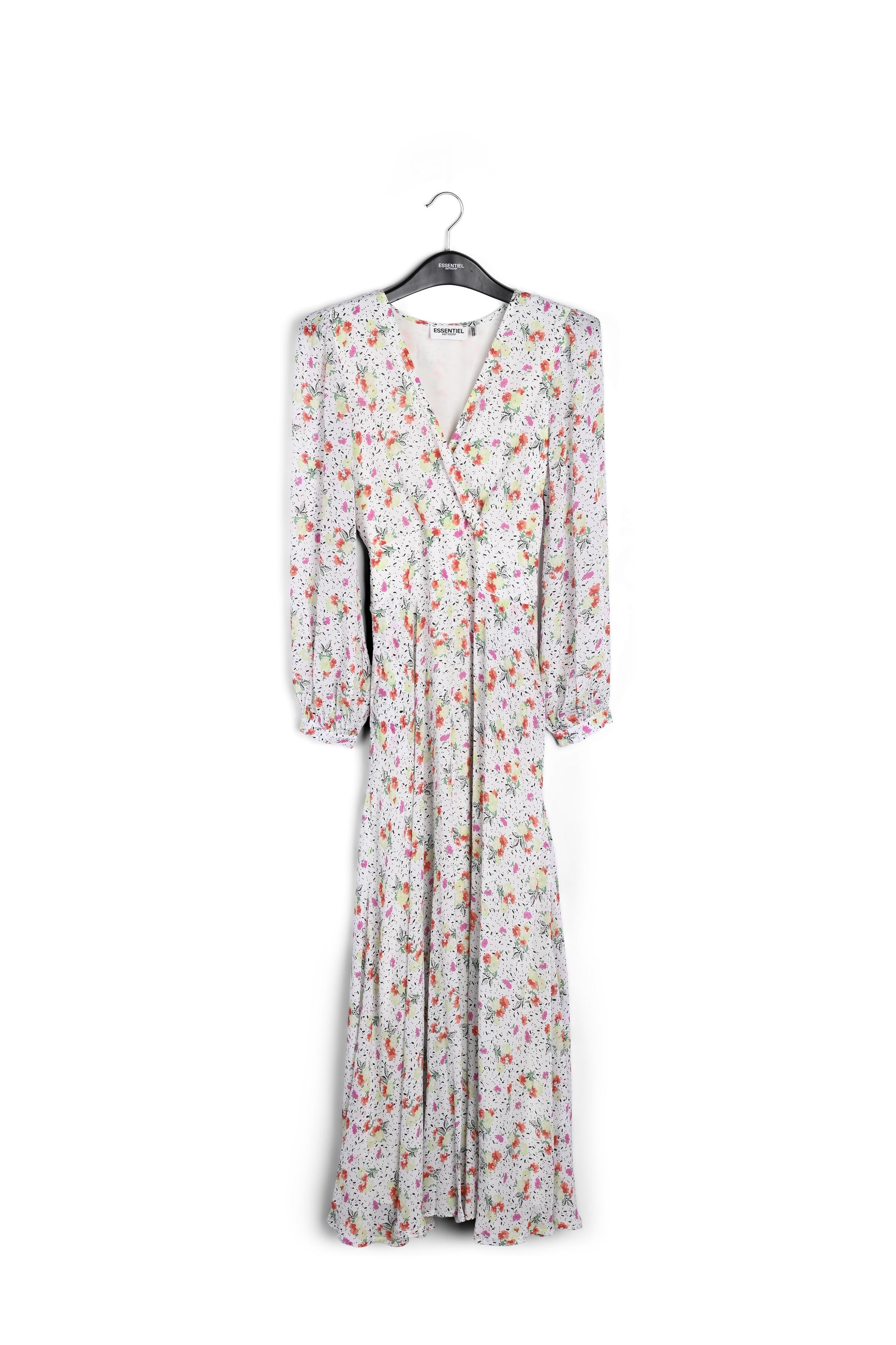 Robe maxi portefeuille blanc cassé à fleurs RE—SSENTIEL | Essentiel second hand