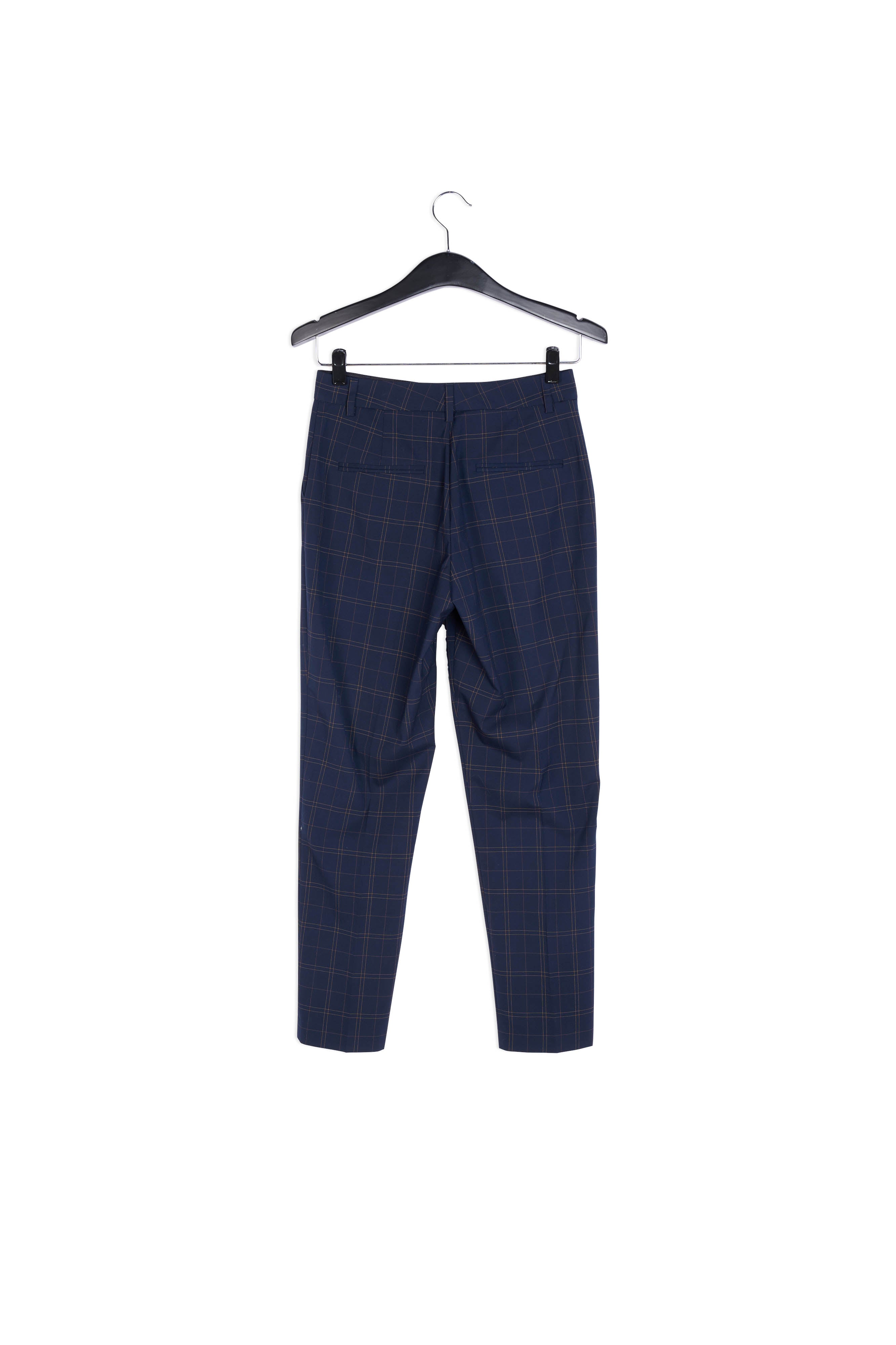 Donkerblauwe geklede broek met ruitjes RE—SSENTIEL | Essentiel second hand