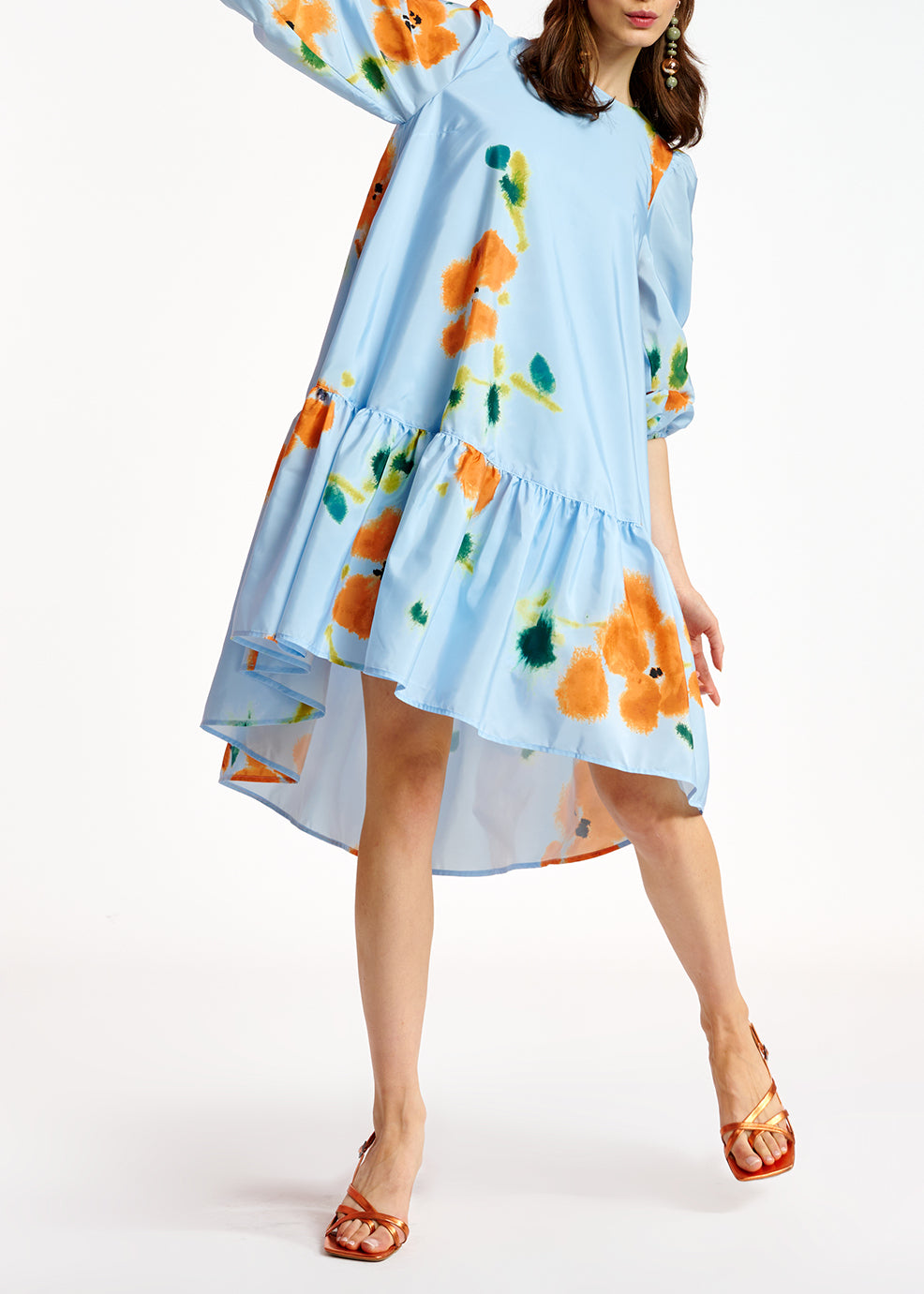 Blue floral print oversized mini dress RE—SSENTIEL | Essentiel second hand