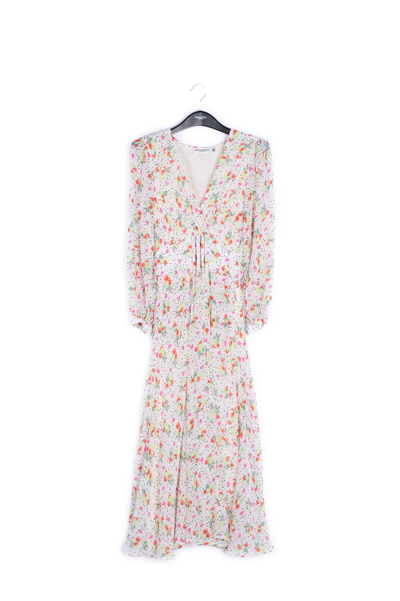Robe maxi portefeuille blanc cassé à fleurs RE—SSENTIEL | Essentiel second hand