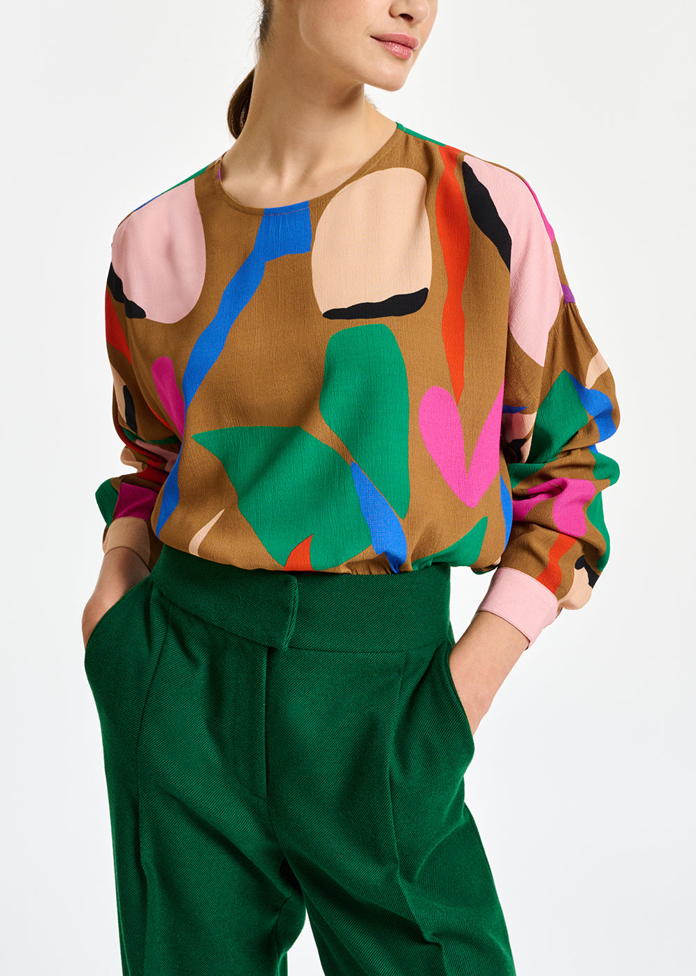 Camel graphic-print top RE—SSENTIEL | Essentiel second hand