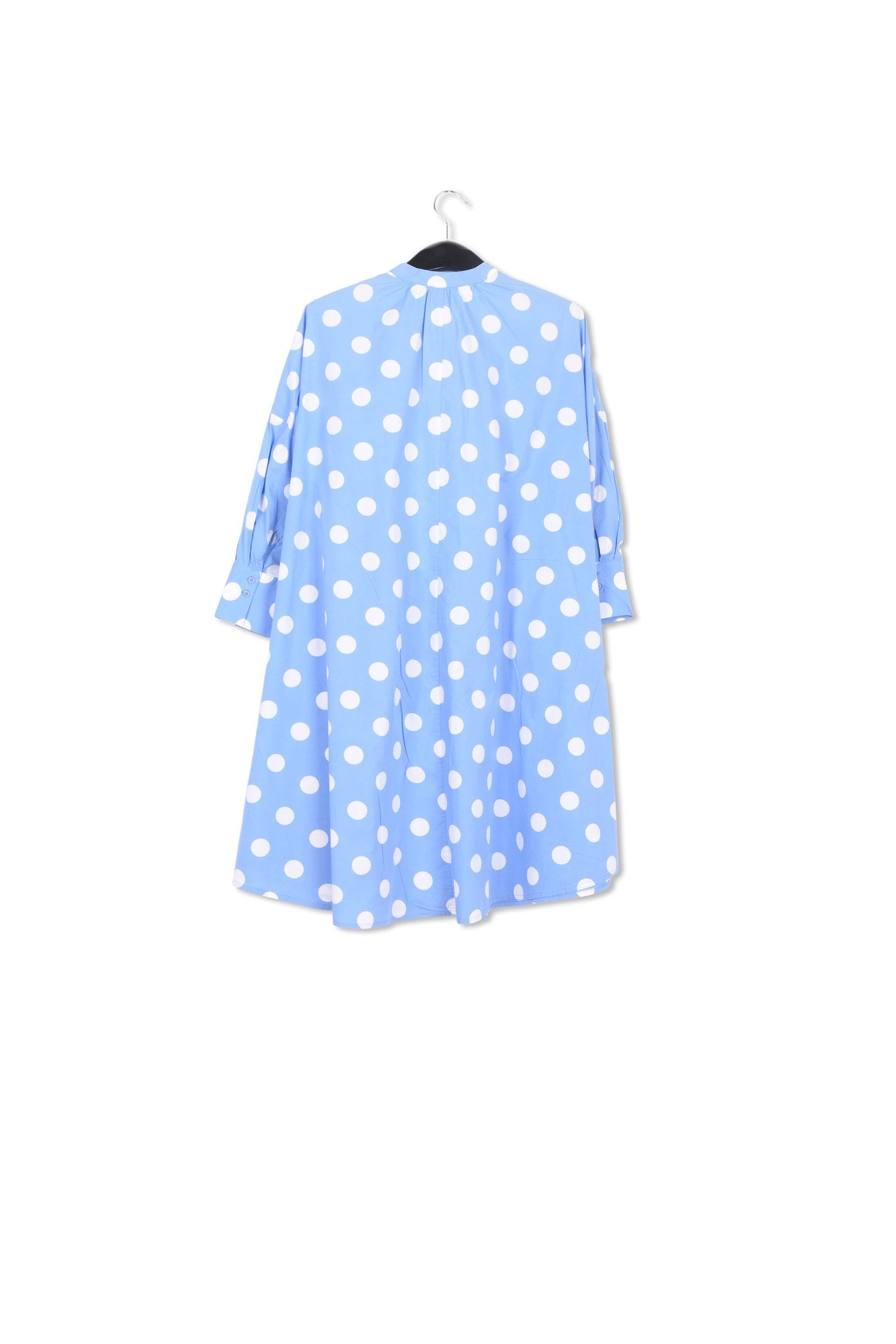 Blue and white polka-dot knee-length shirt dress RE—SSENTIEL | Essentiel second hand