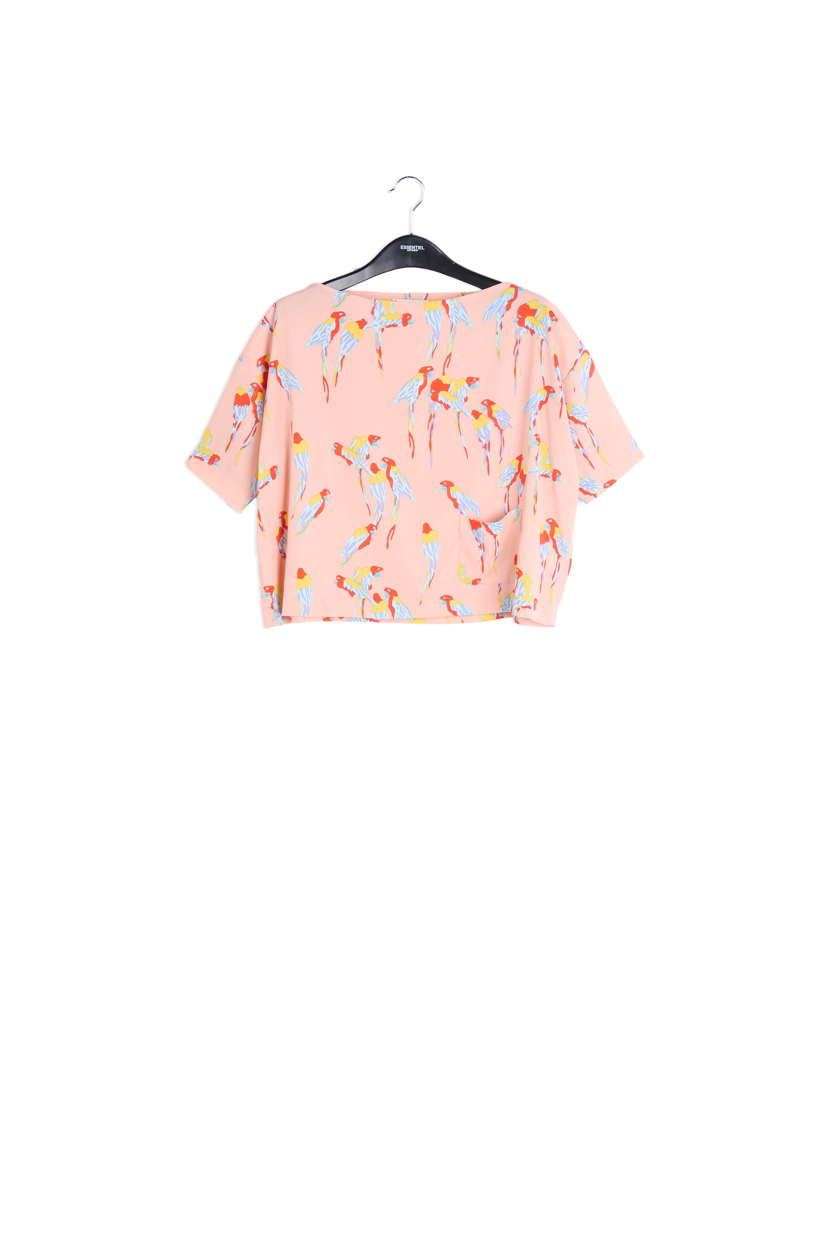 Pink print boatneck top RE—SSENTIEL | Essentiel second hand