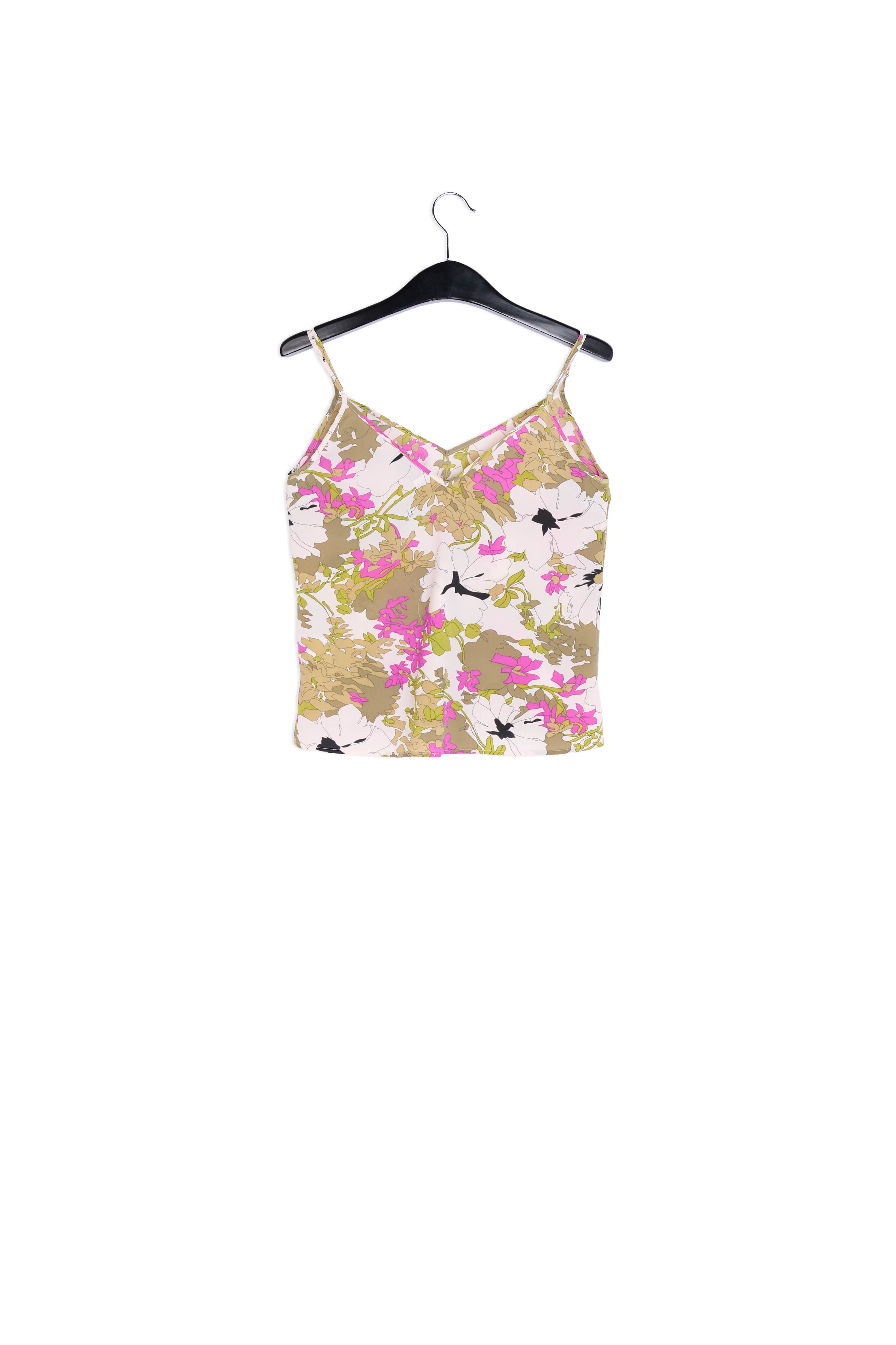 Khaki green, white and pink floral camisole RE—SSENTIEL | Essentiel second hand