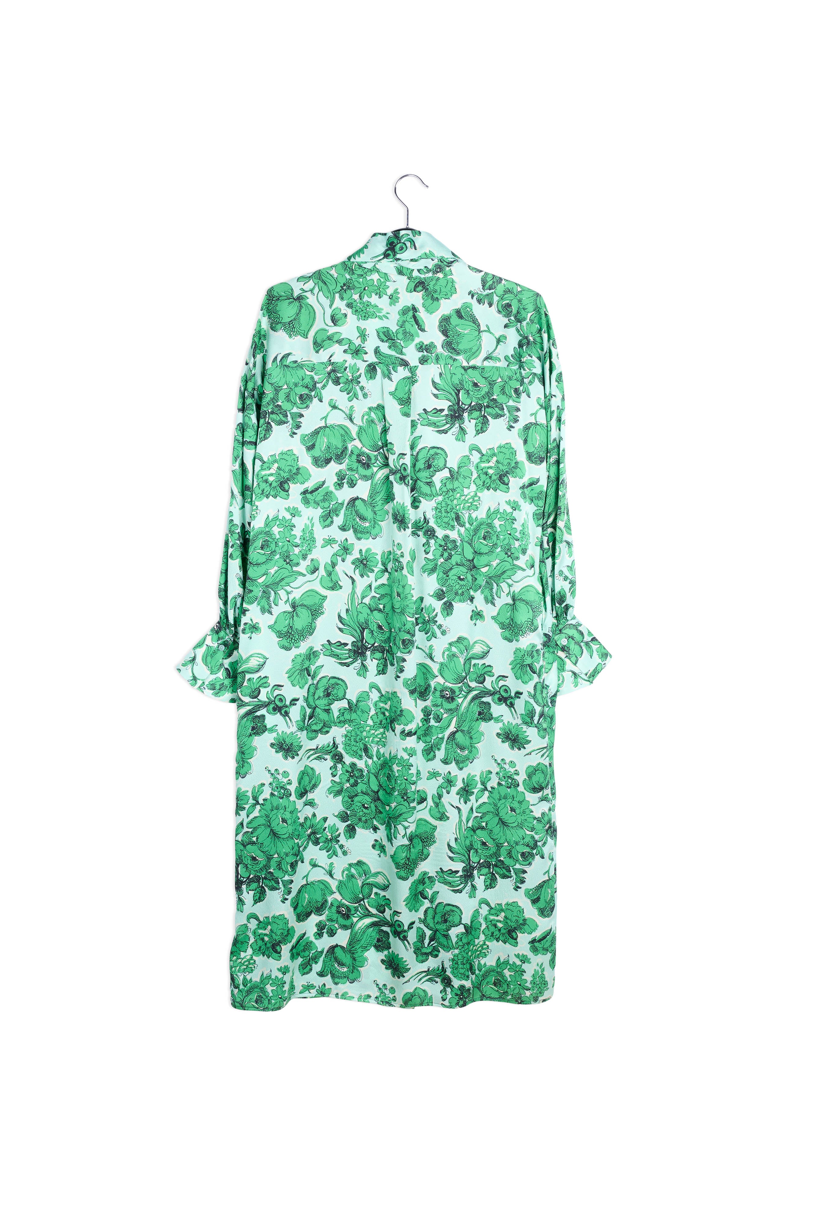 Light blue and green floral silk shirt dress RE—SSENTIEL | Essentiel second hand