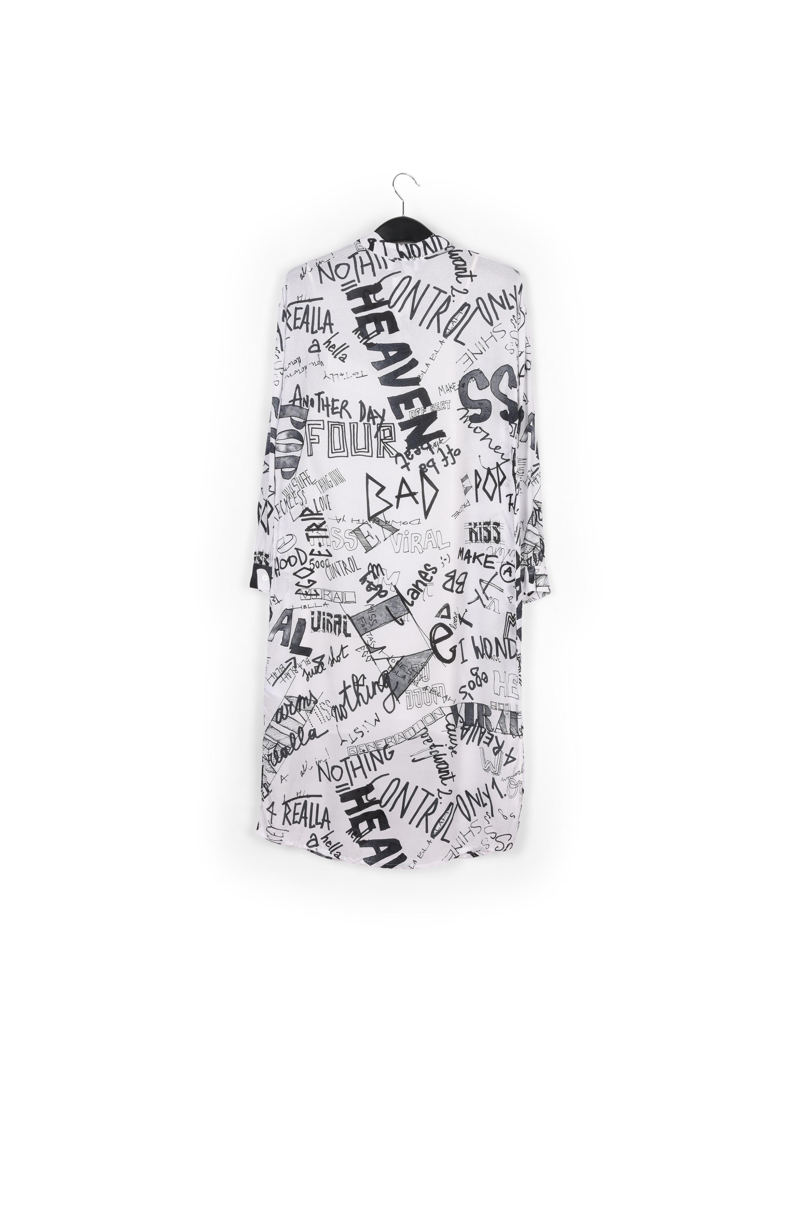 Off-white and black graffiti-print shirt dress RE—SSENTIEL | Essentiel second hand