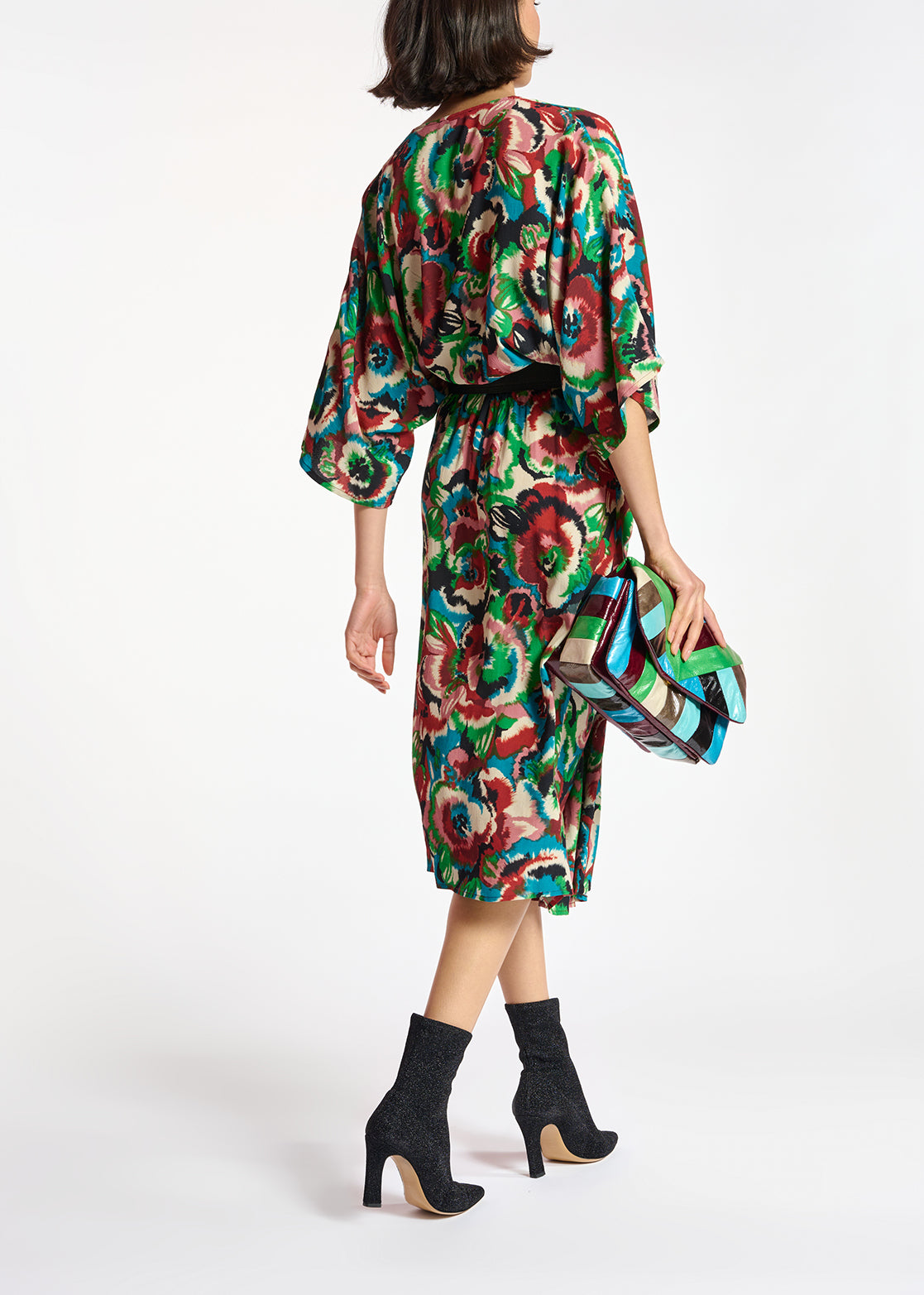 Multicolor kimono dress with floral print RE—SSENTIEL | Essentiel second hand