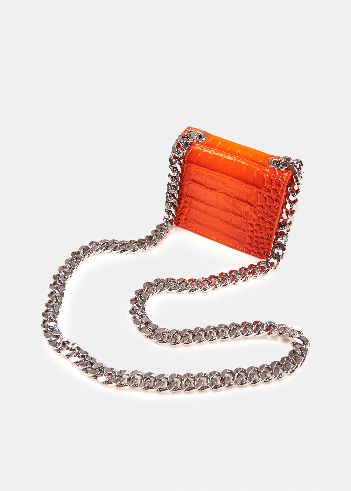 Orange croc-effect mini shoulder bag RE—SSENTIEL | Essentiel second hand