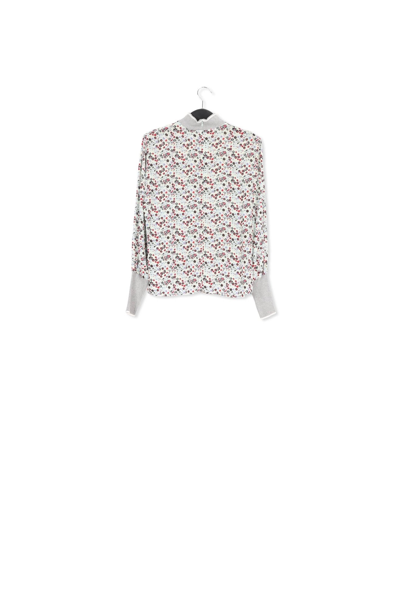 Mint green floral-print top with contrasting trims RE—SSENTIEL | Essentiel second hand