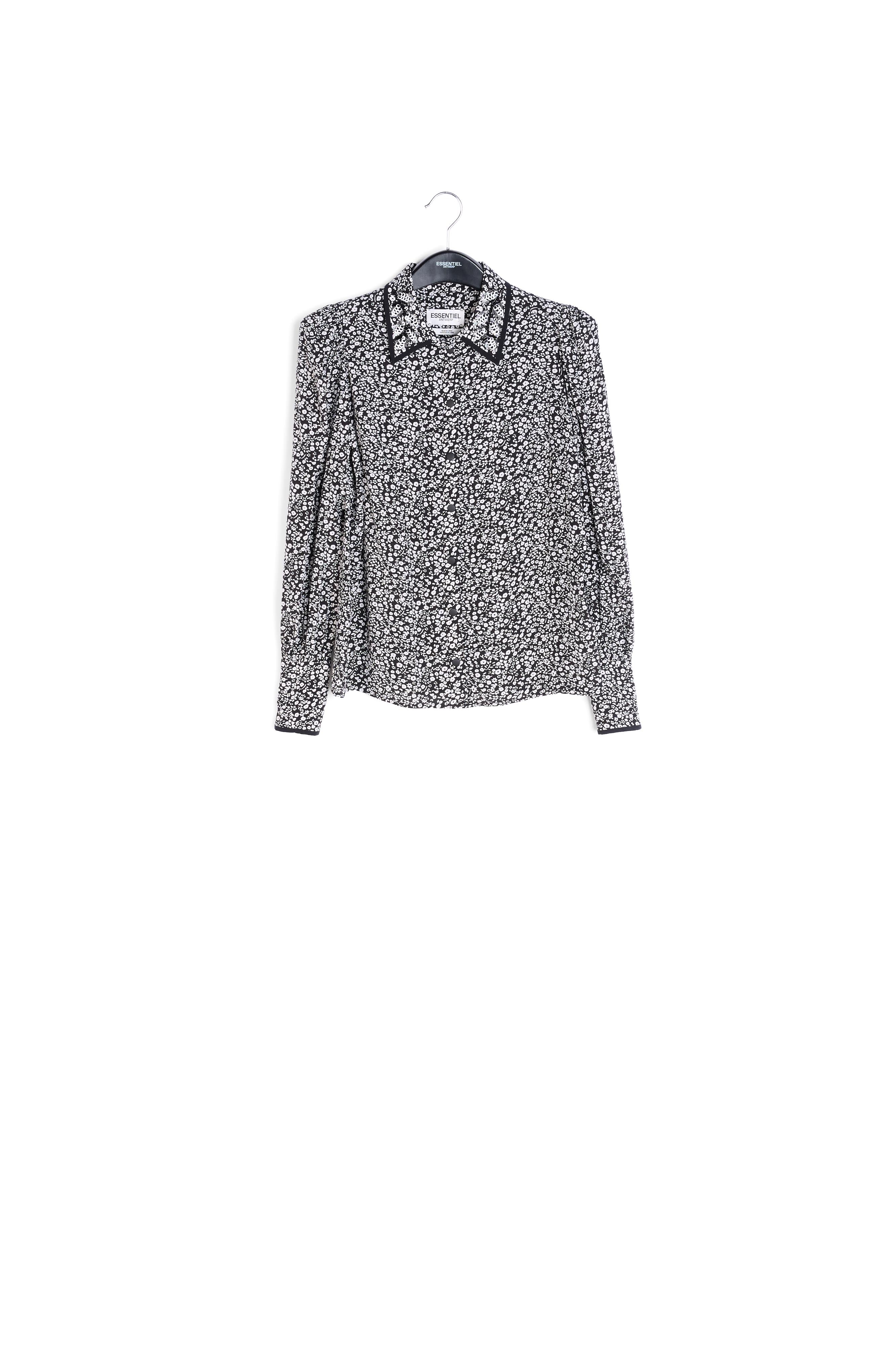 Zwart en wit overhemd met sierkraag RE—SSENTIEL | Essentiel second hand