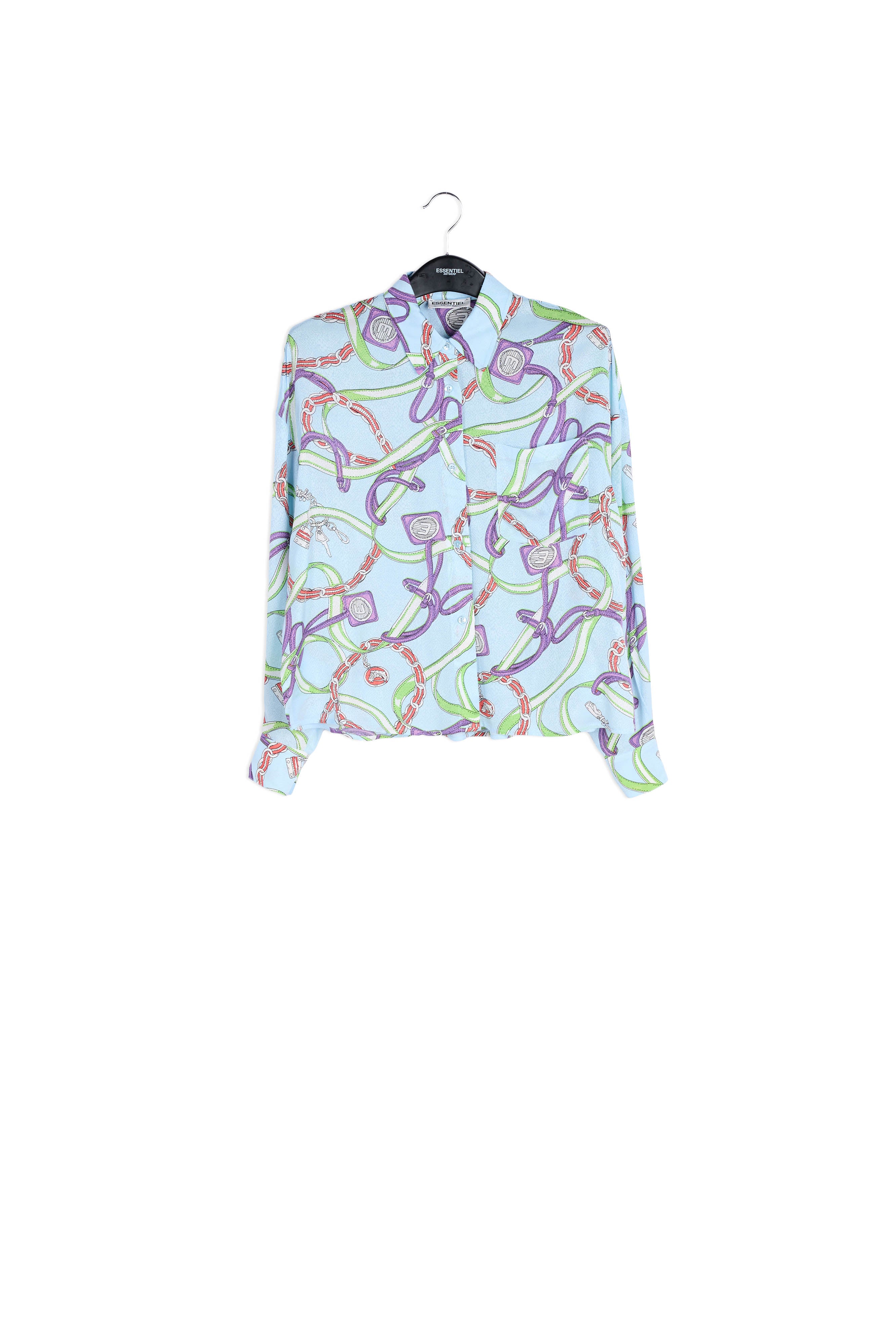 Light blue loose-fit print shirt RE—SSENTIEL | Essentiel second hand