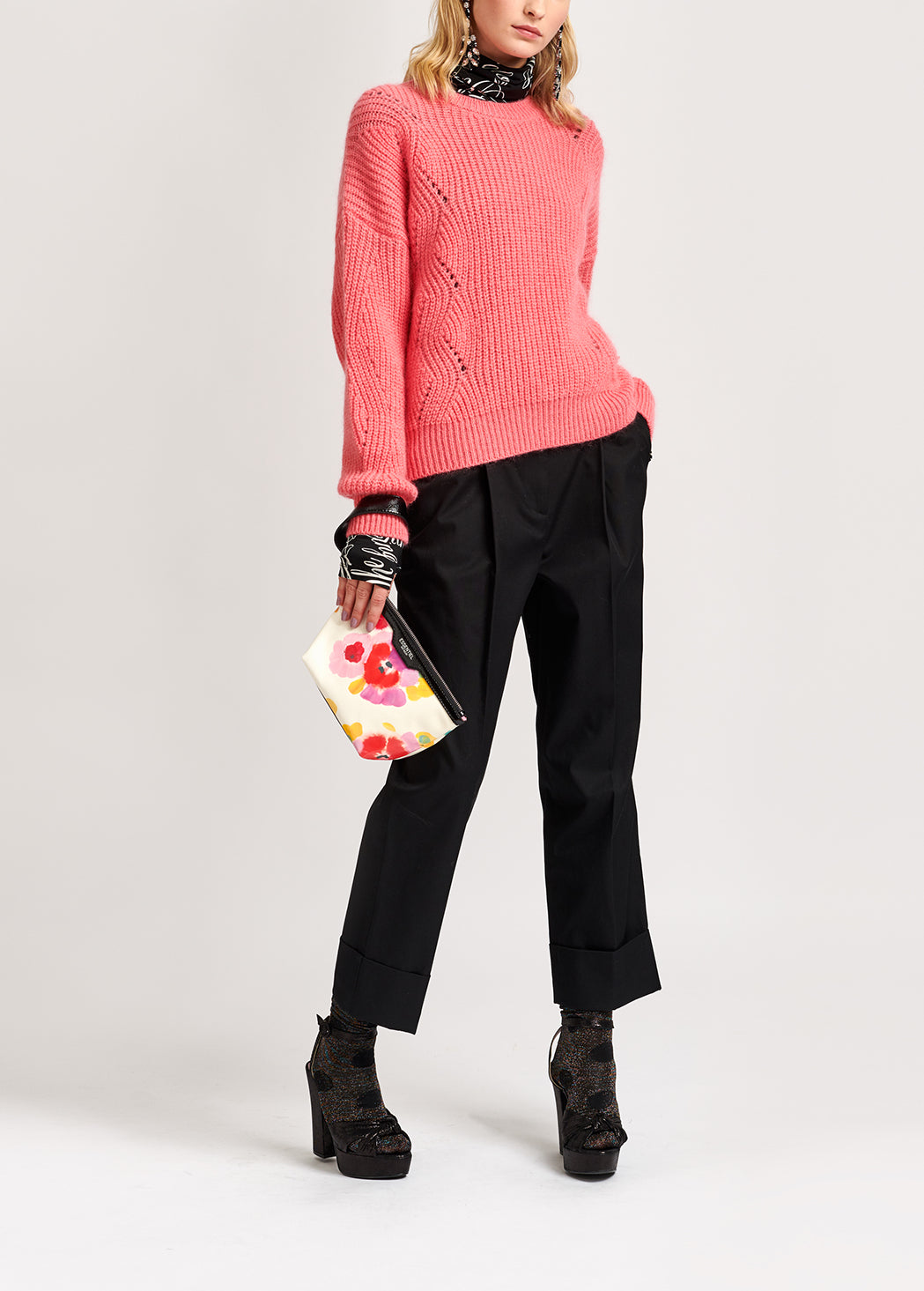 Pink ribbed mohair-blend sweater RE—SSENTIEL | Essentiel second hand