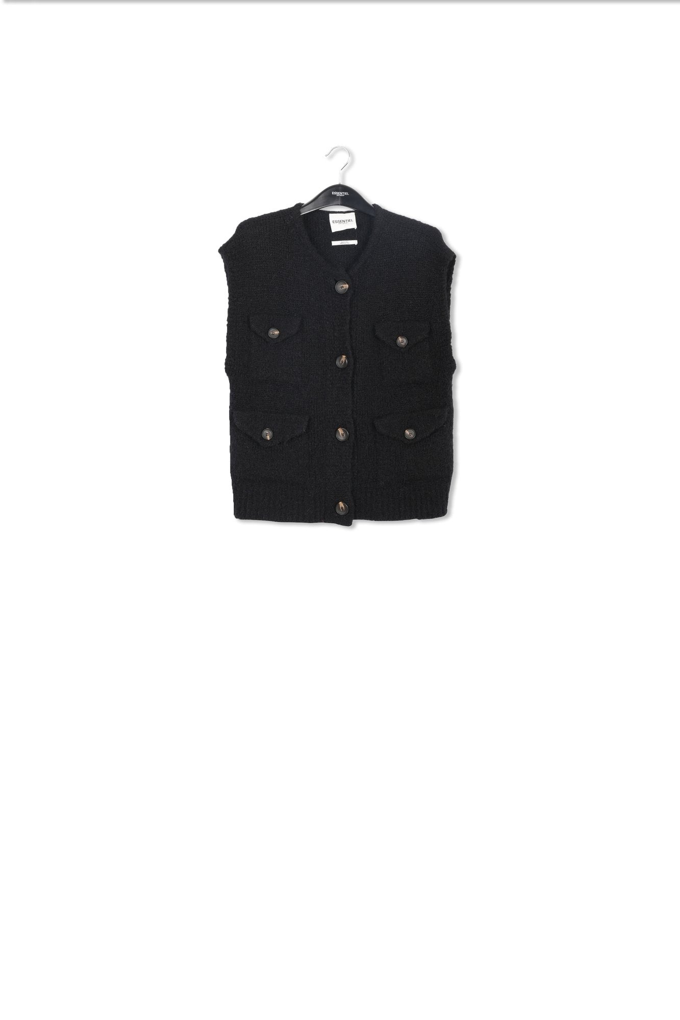 Black sleeveless mohair-blend cardigan RE—SSENTIEL | Essentiel second hand