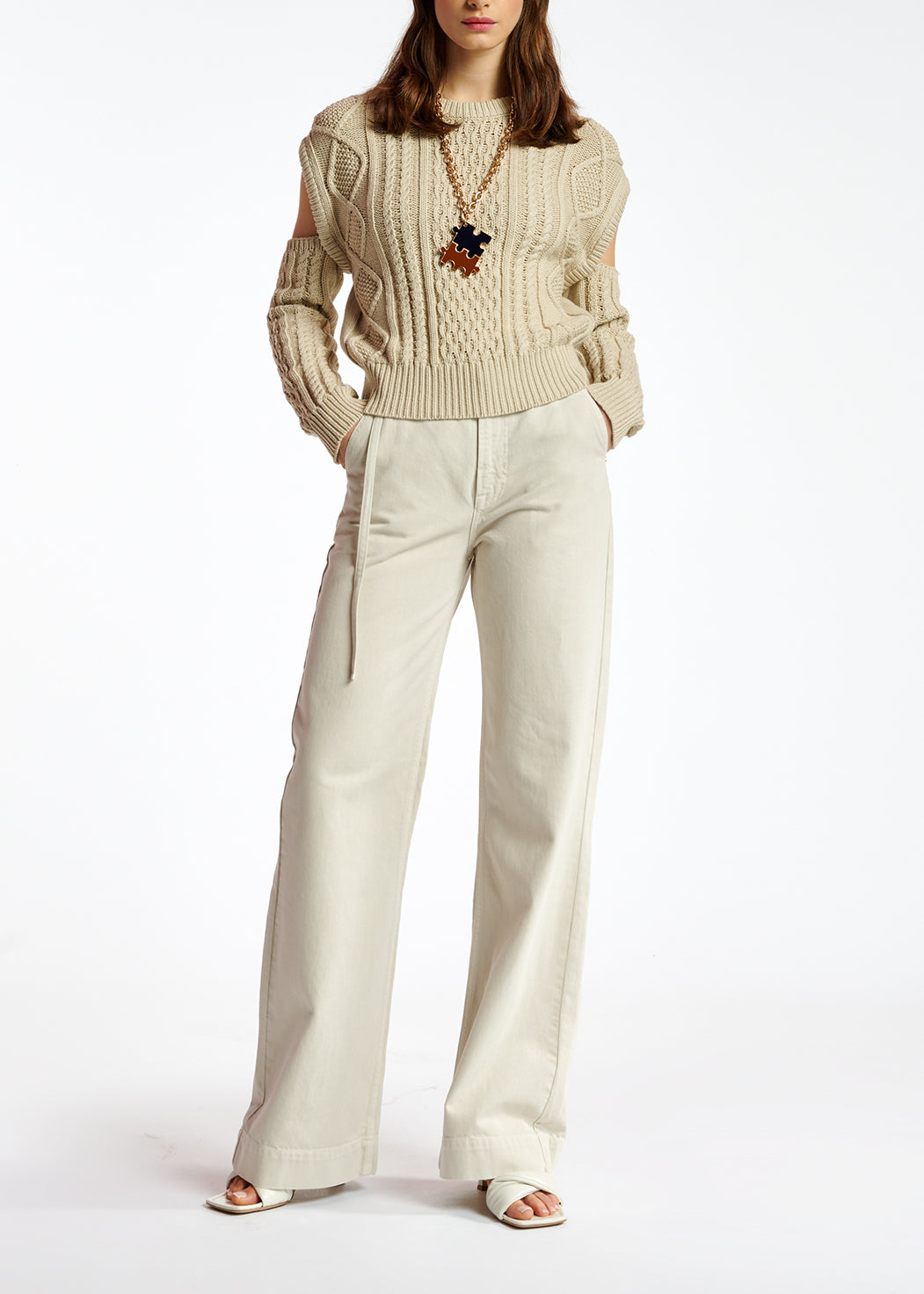 Off-white denim wide-leg jeans RE—SSENTIEL | Essentiel second hand