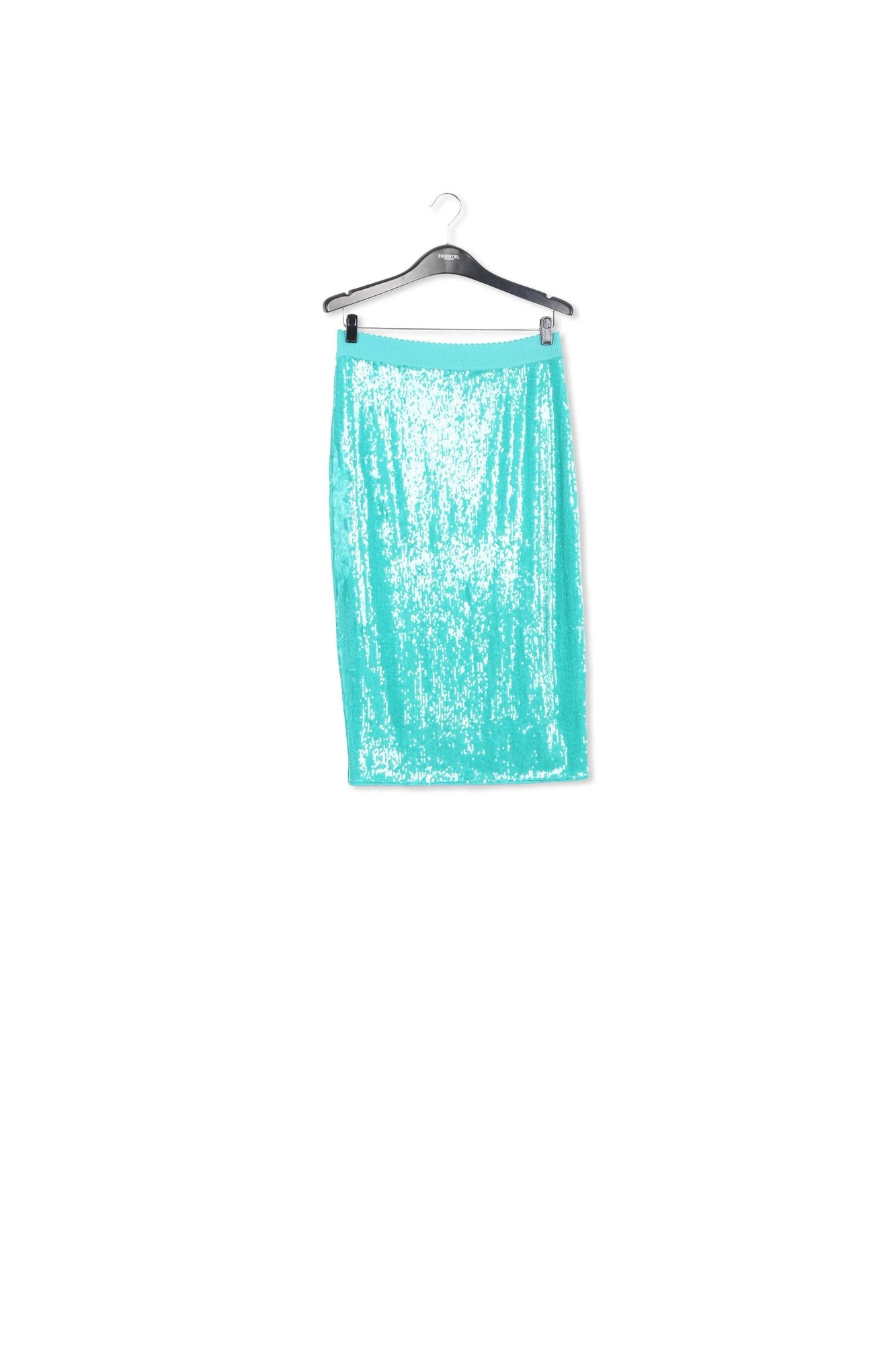 Turquoise sequin-embellished pencil skirt RE—SSENTIEL | Essentiel second hand