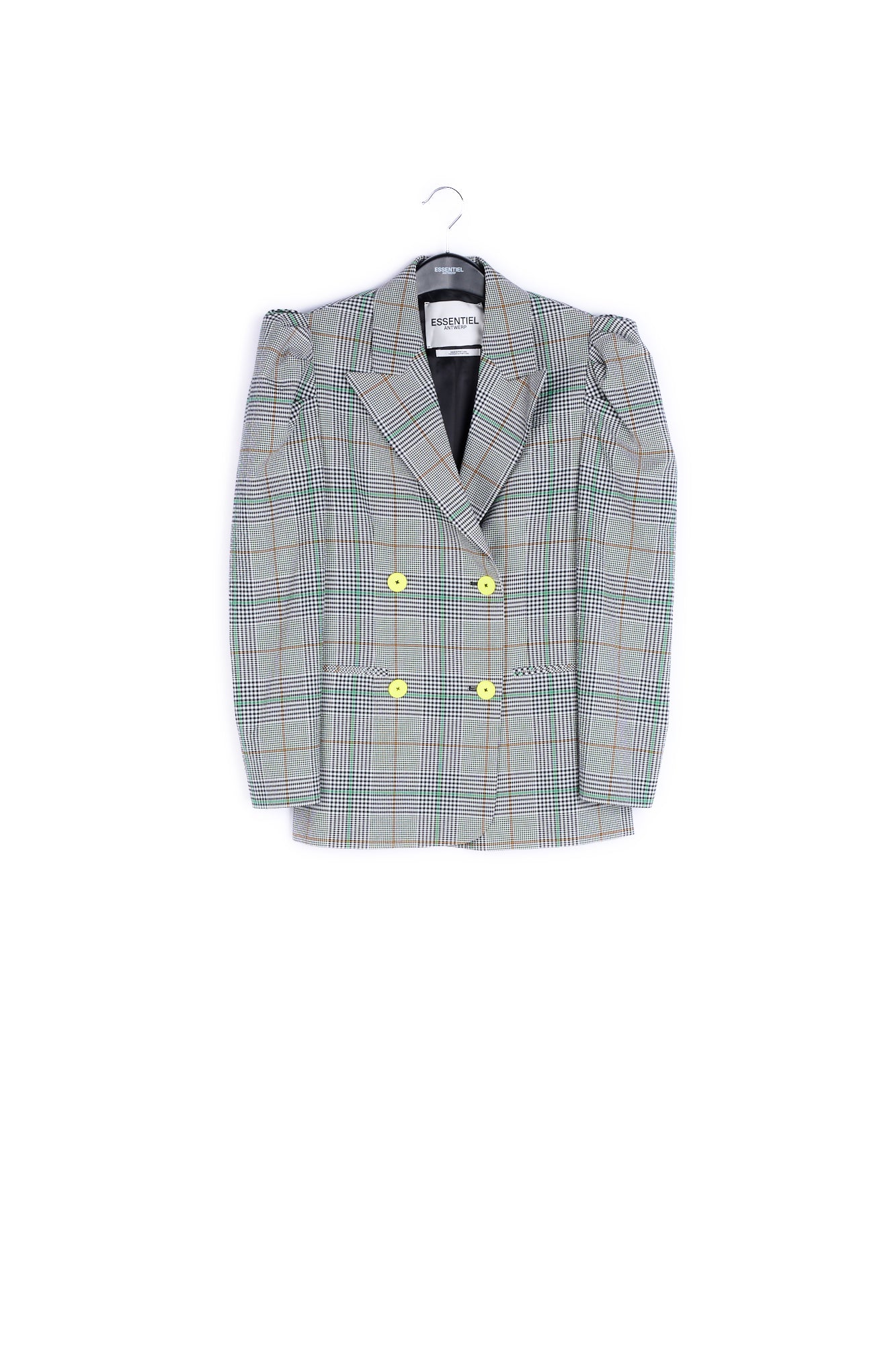 Off-white plaid double-breasted blazer RE—SSENTIEL | Essentiel second hand