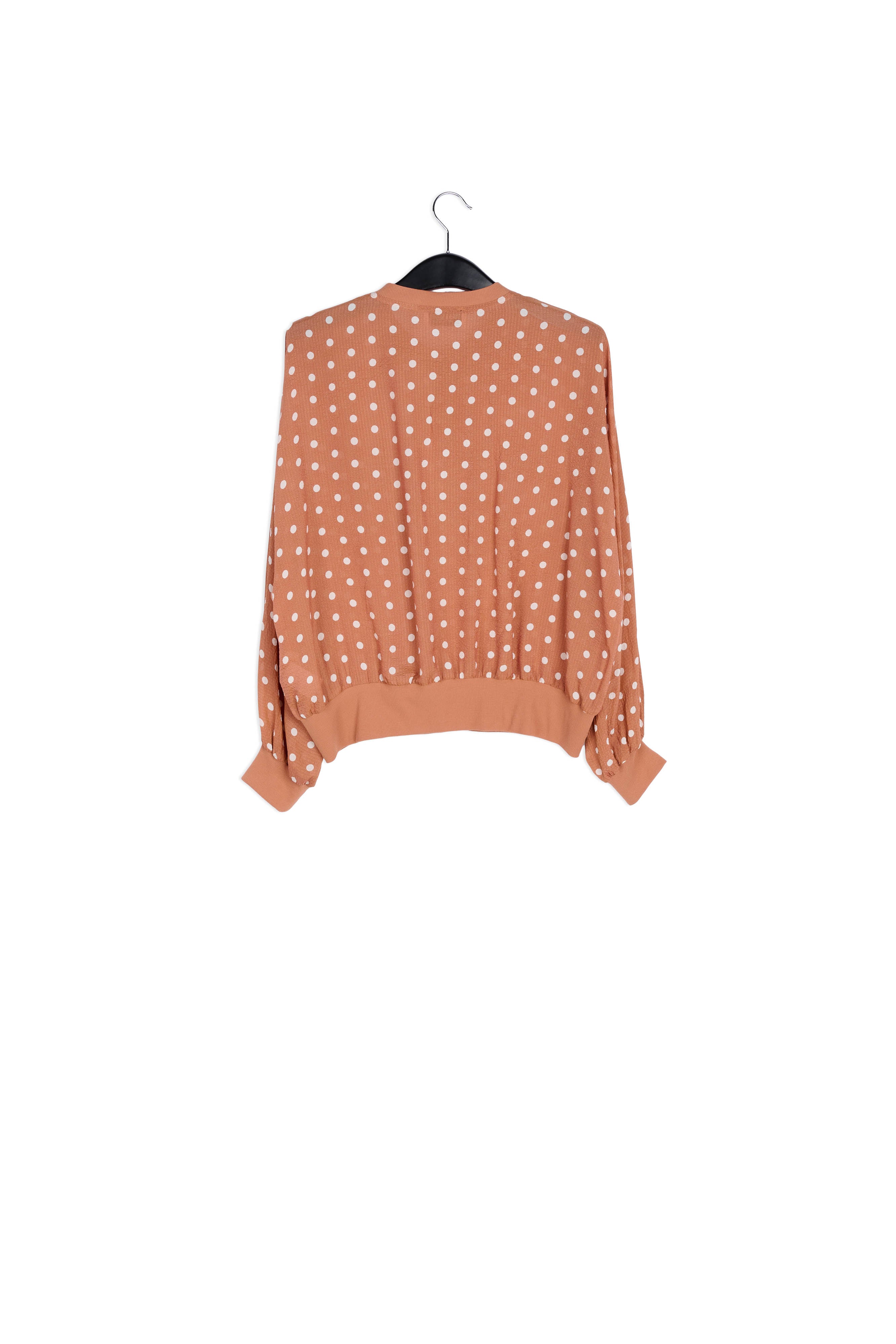 Bruin wijde top met witte stippen RE—SSENTIEL | Essentiel second hand