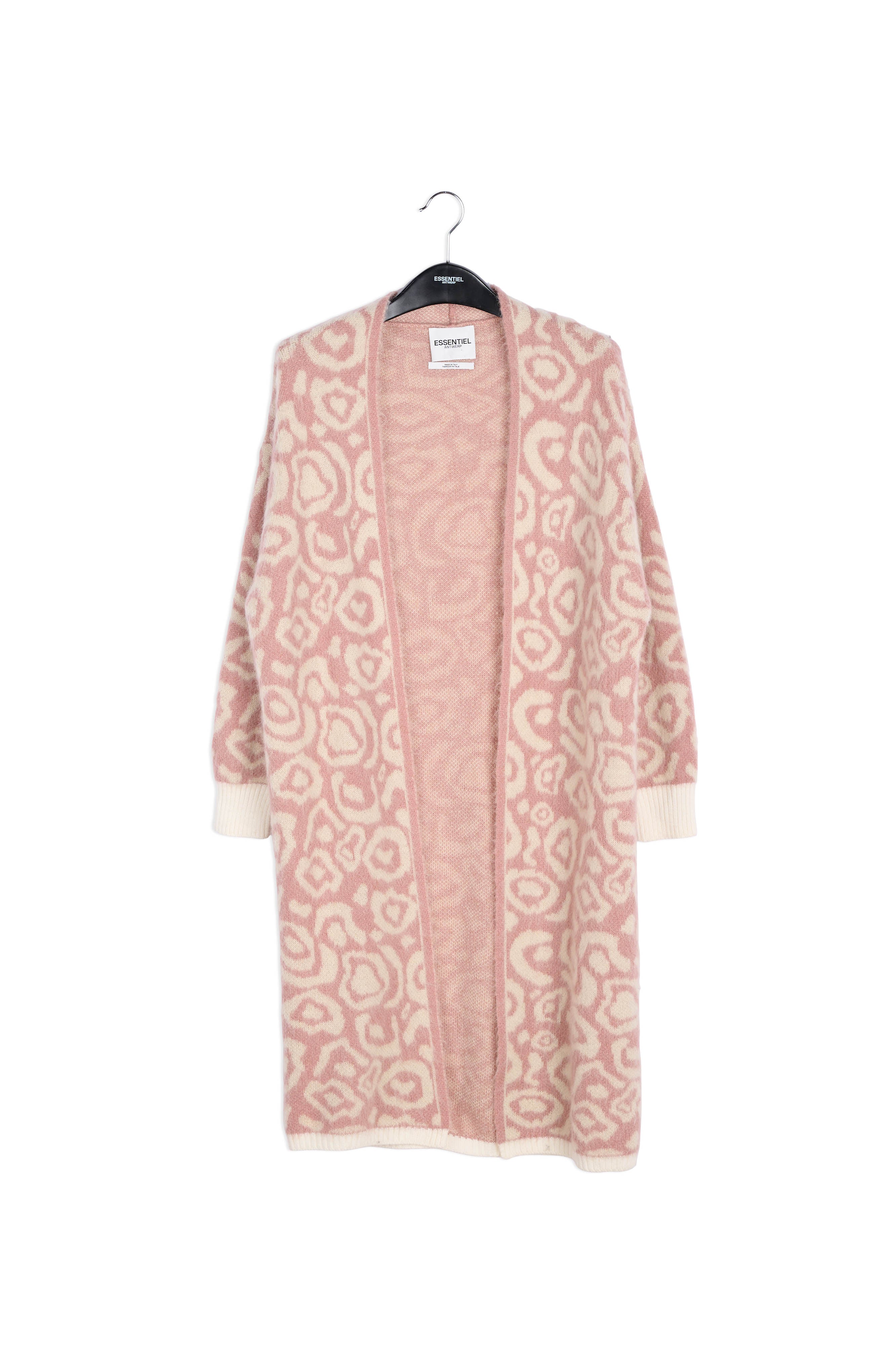 Cardigan met vintage roze en ecru luipaardprint RE—SSENTIEL | Essentiel second hand