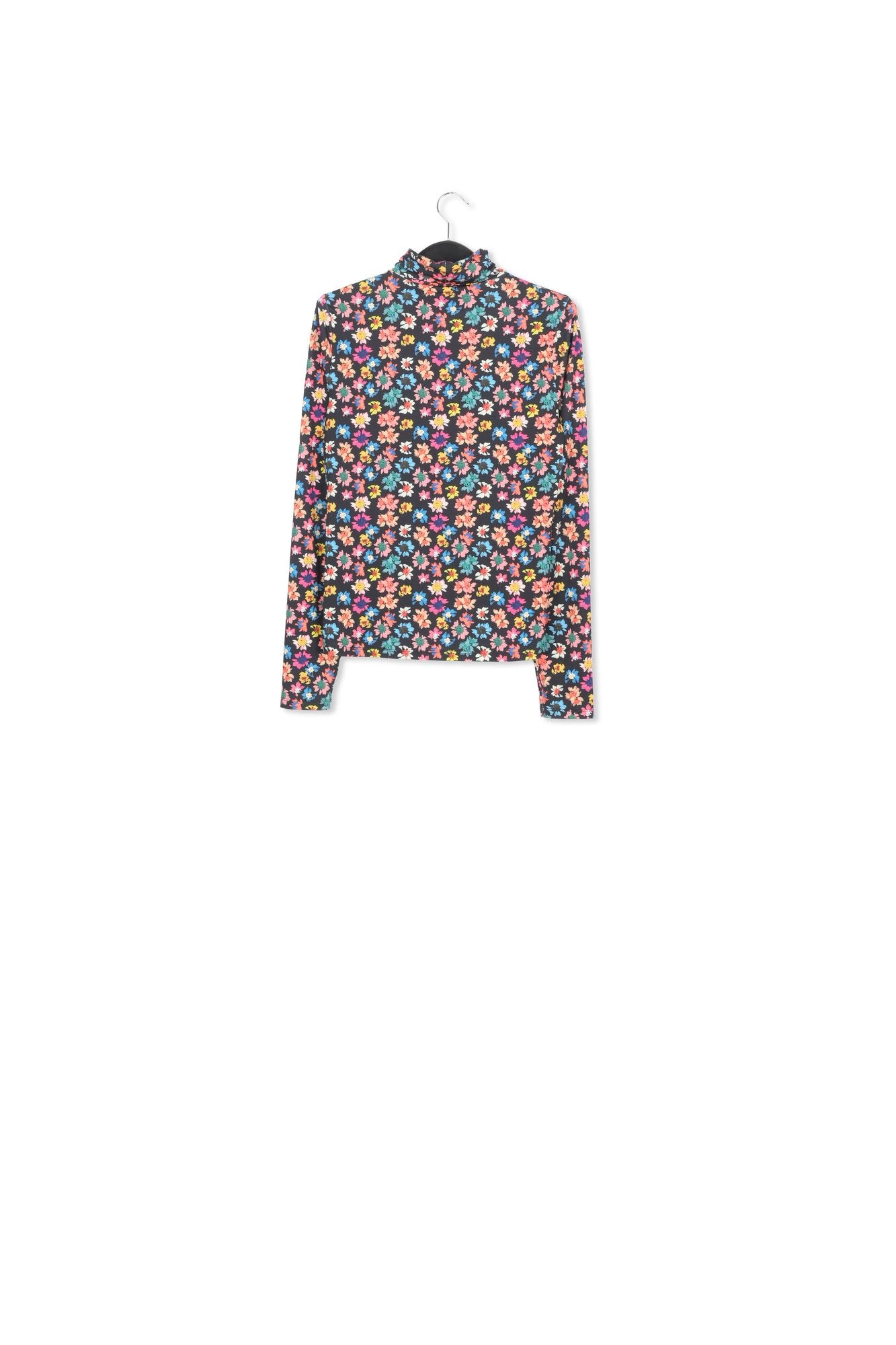 Orange, burgundy and light orange floral-print turtleneck top RE—SSENTIEL | Essentiel second hand