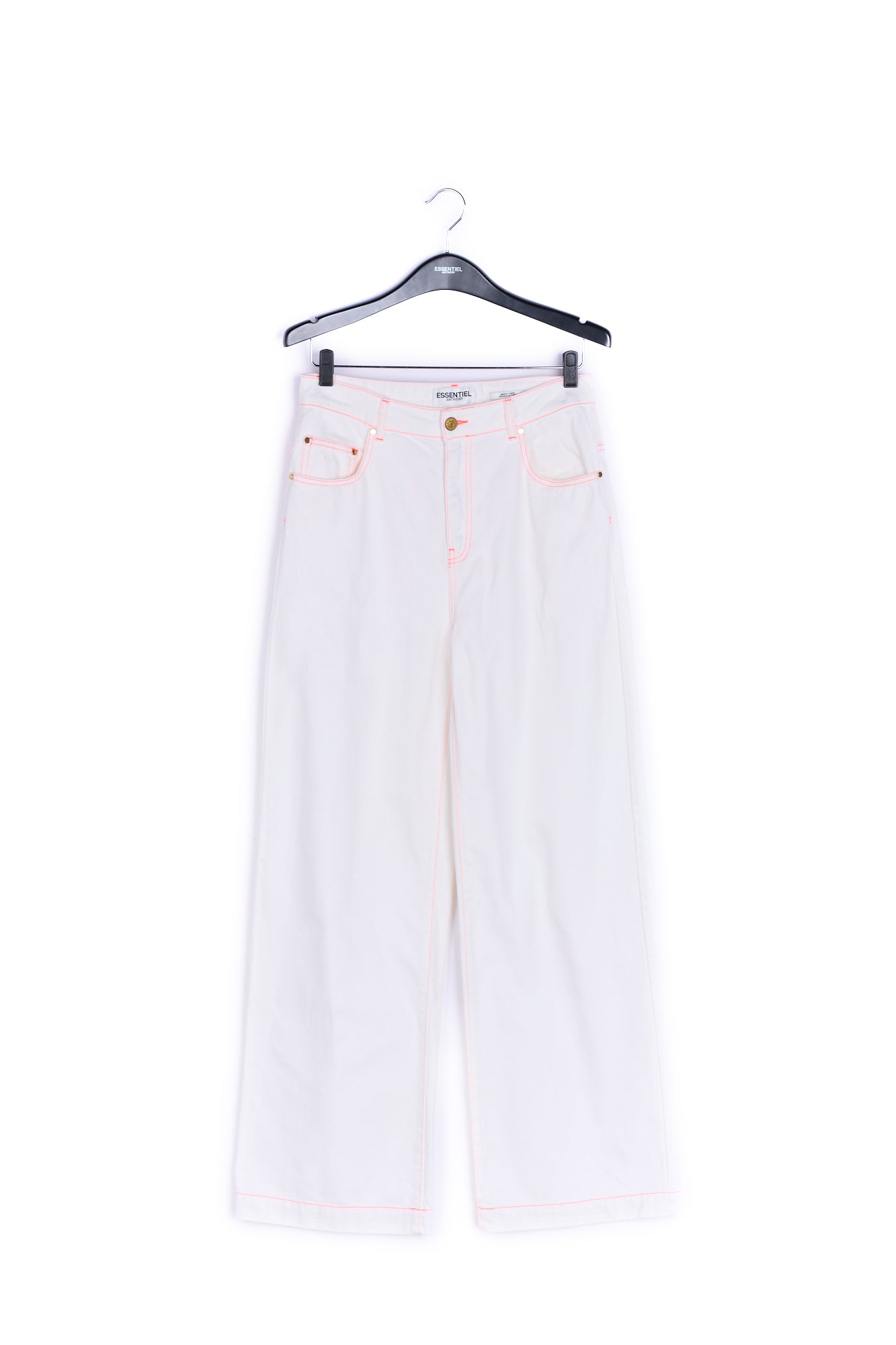 Off-white cotton high-rise wide-leg jeans RE—SSENTIEL | Essentiel second hand
