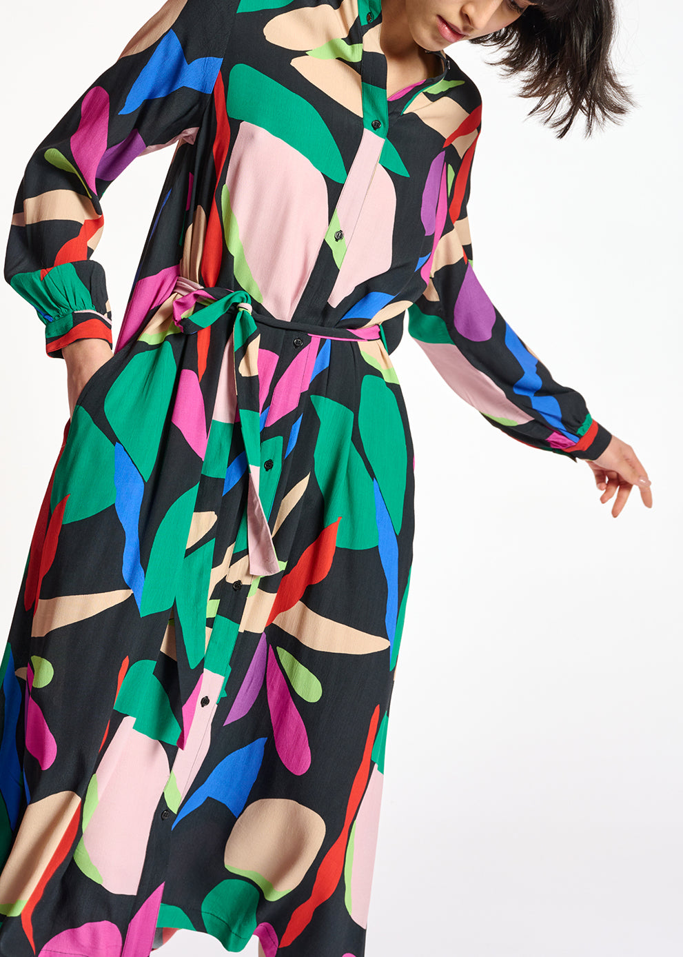 Black graphic-print shirt dress RE—SSENTIEL | Essentiel second hand