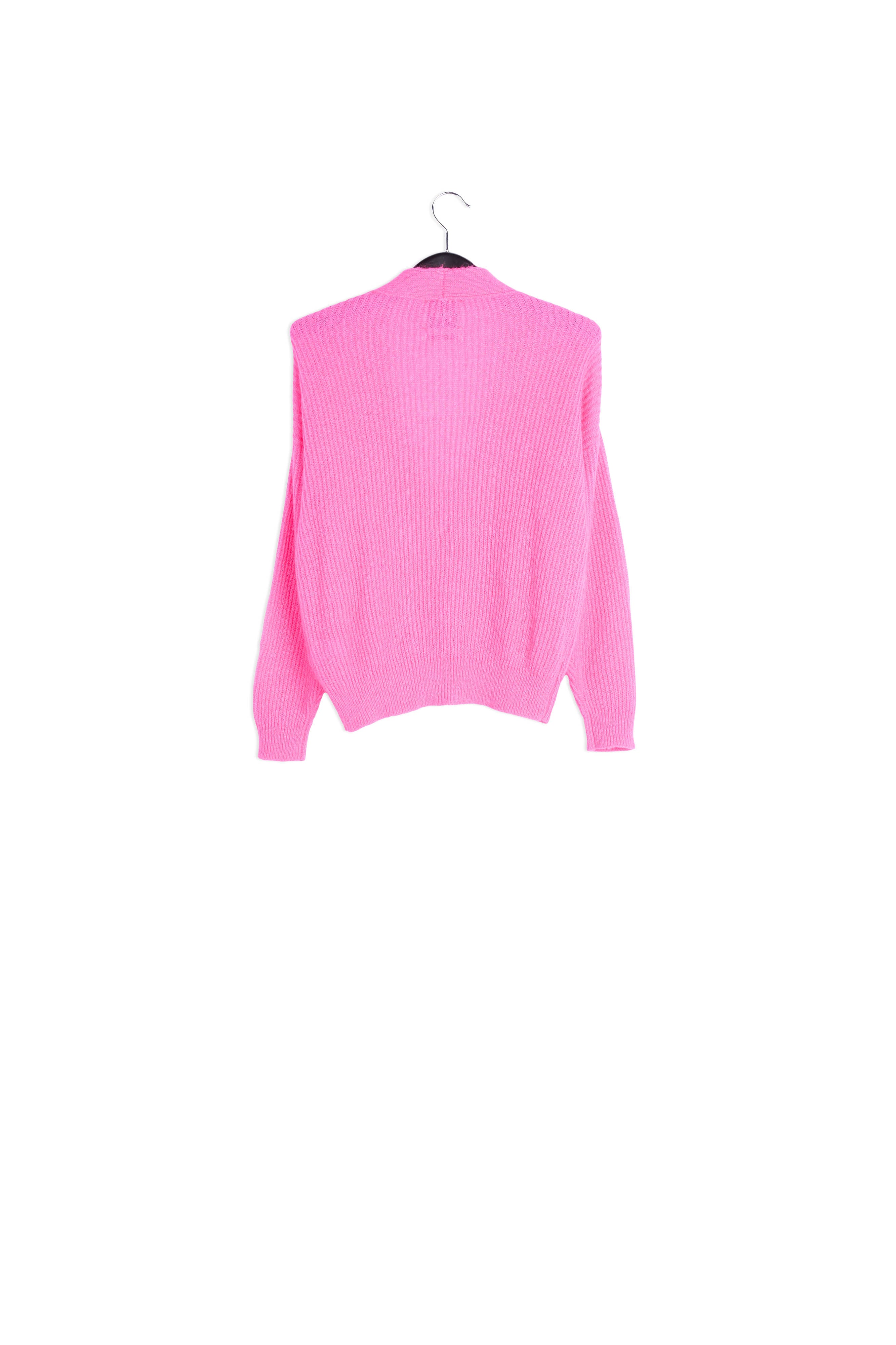 Knitted ribbed cardigan in fuchsia with mohair RE—SSENTIEL | Essentiel second hand