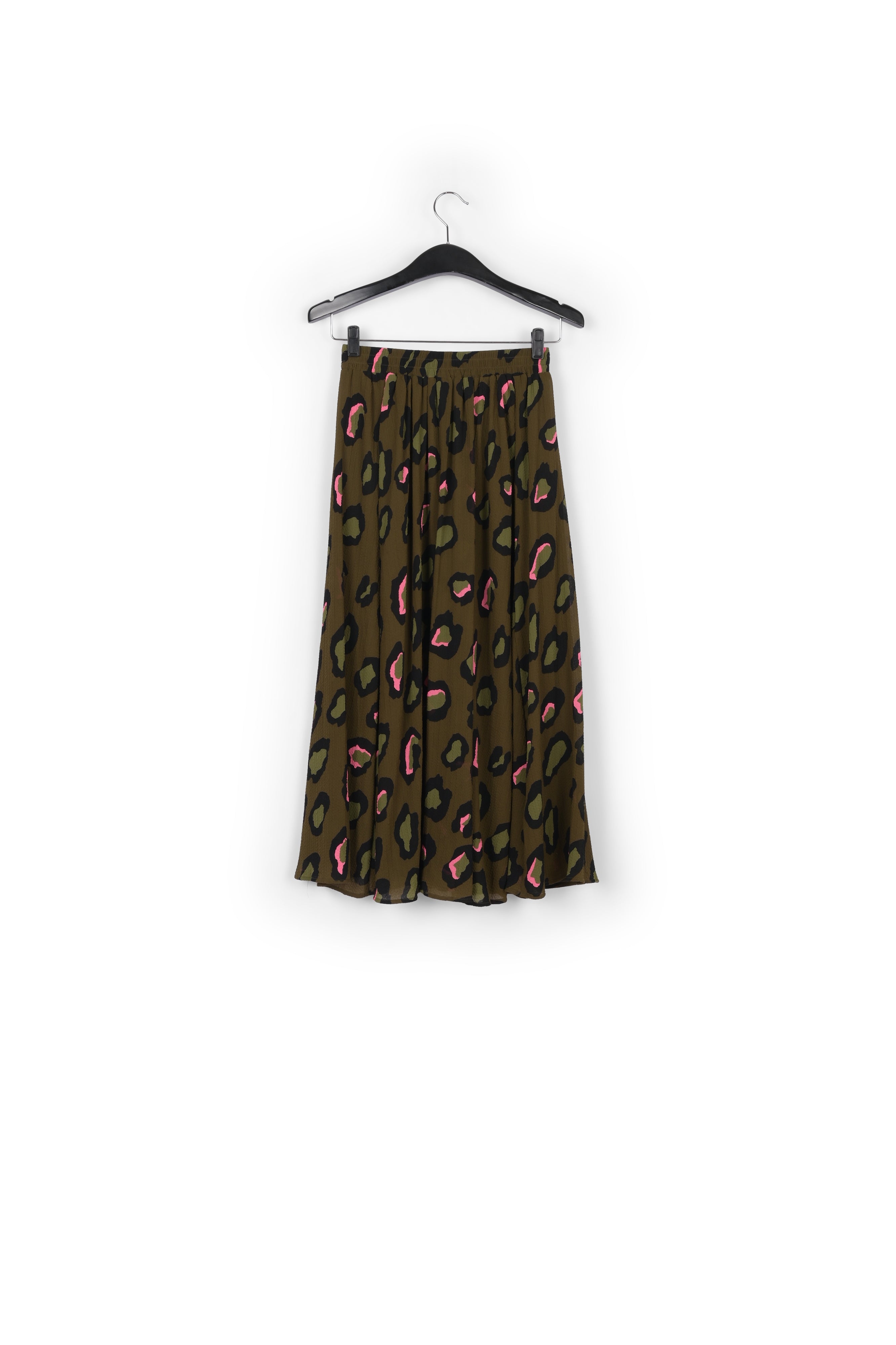 Kaki midirok met luipaardprint RE—SSENTIEL | Essentiel second hand