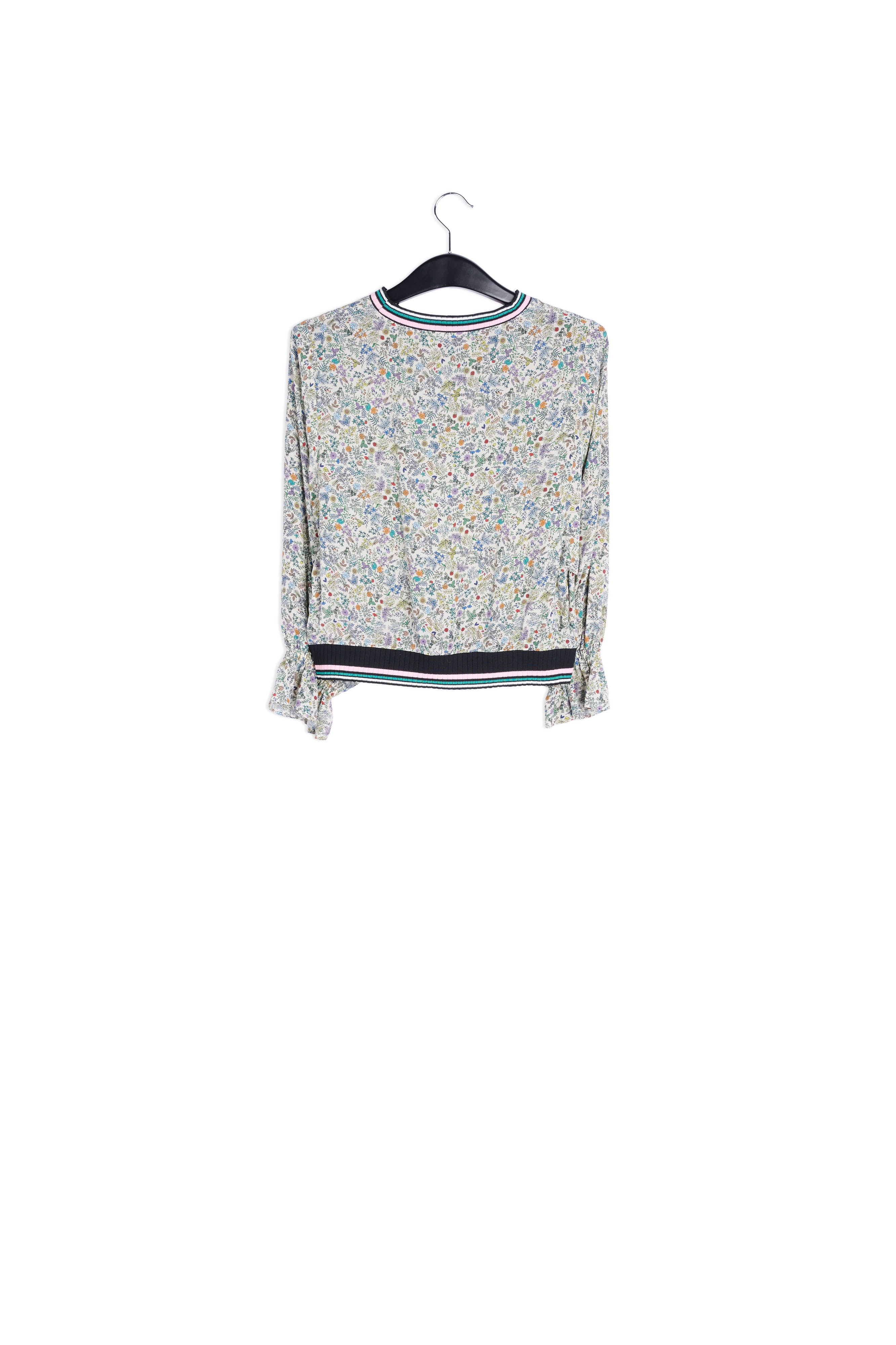 Blouse florale en soie avec bords en coton RE—SSENTIEL | Essentiel second hand