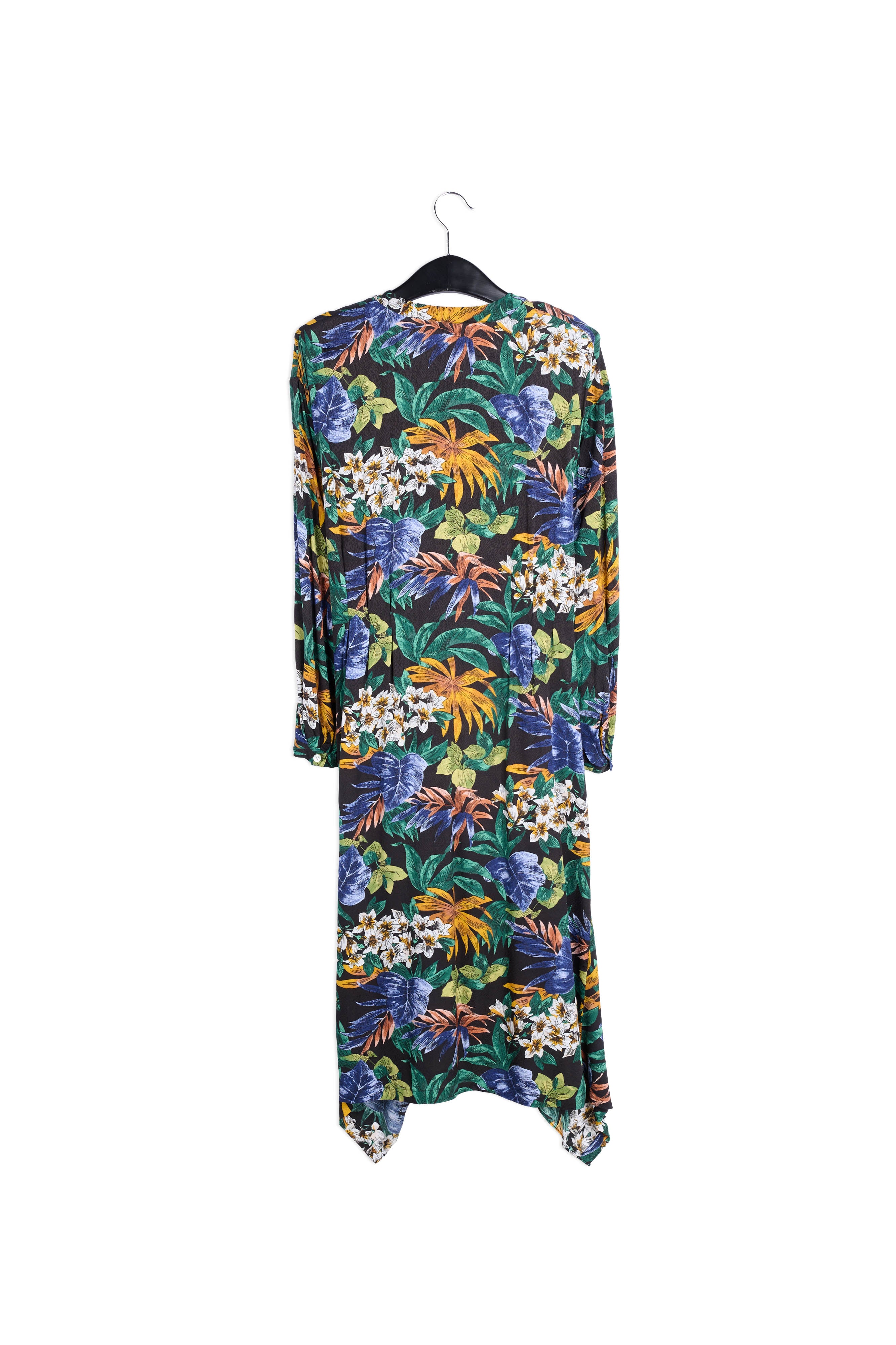 Blue, green and orange floral-print midi dress RE—SSENTIEL | Essentiel second hand