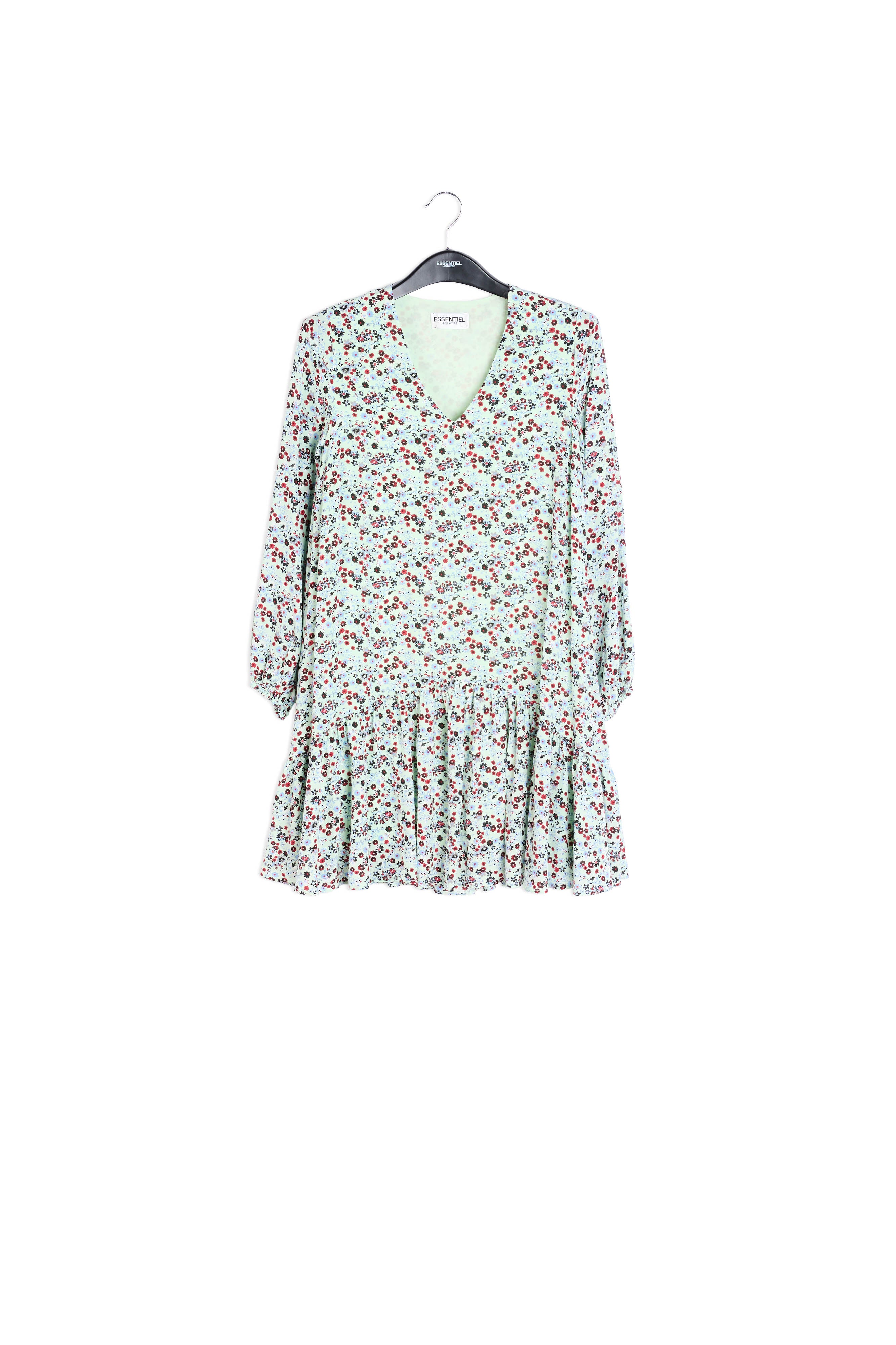 Mint green floral-print wrap mini dress RE—SSENTIEL | Essentiel second hand